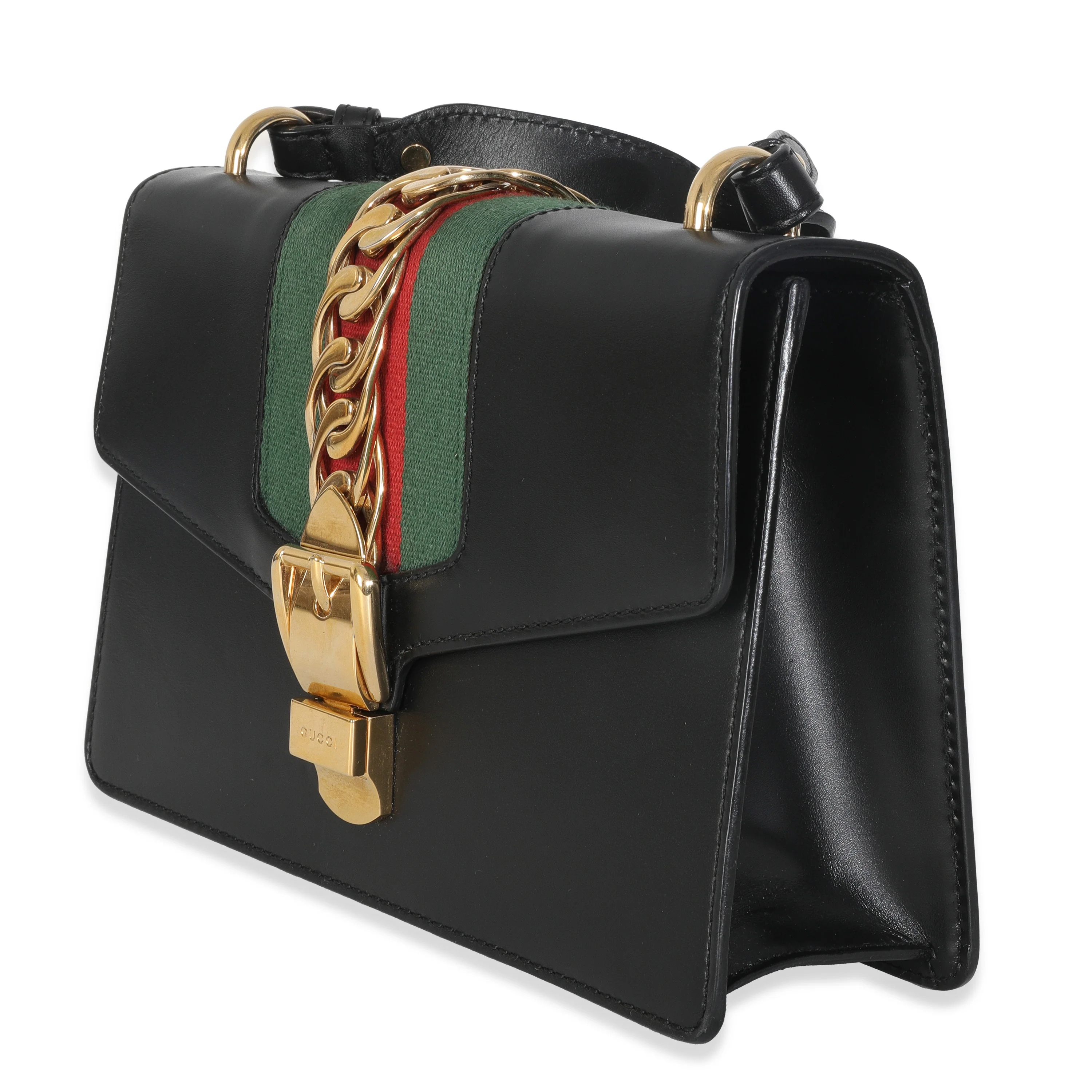 Black Calfskin Web Small Sylvie Shoulder Bag - Image 2