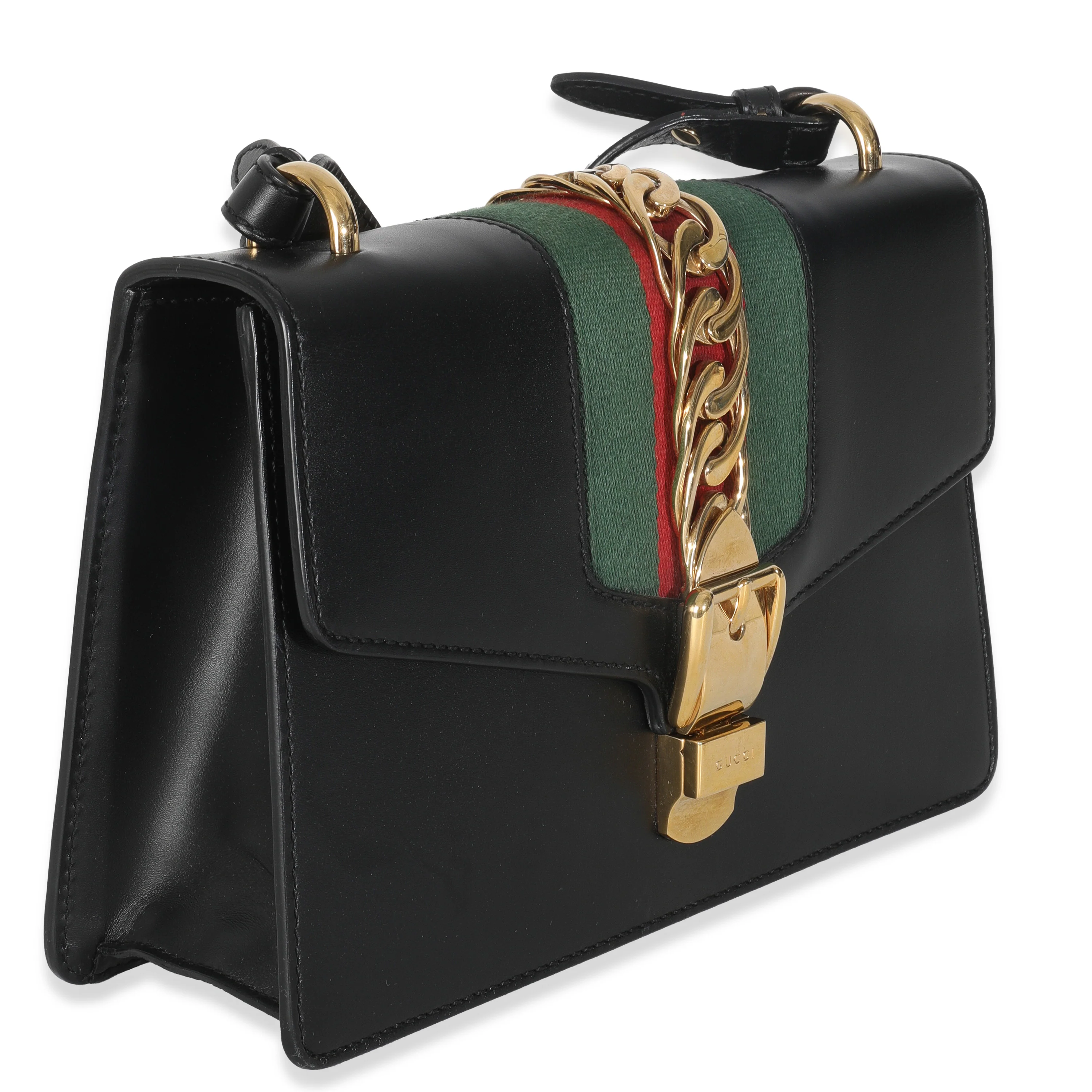 Black Calfskin Web Small Sylvie Shoulder Bag - Image 3