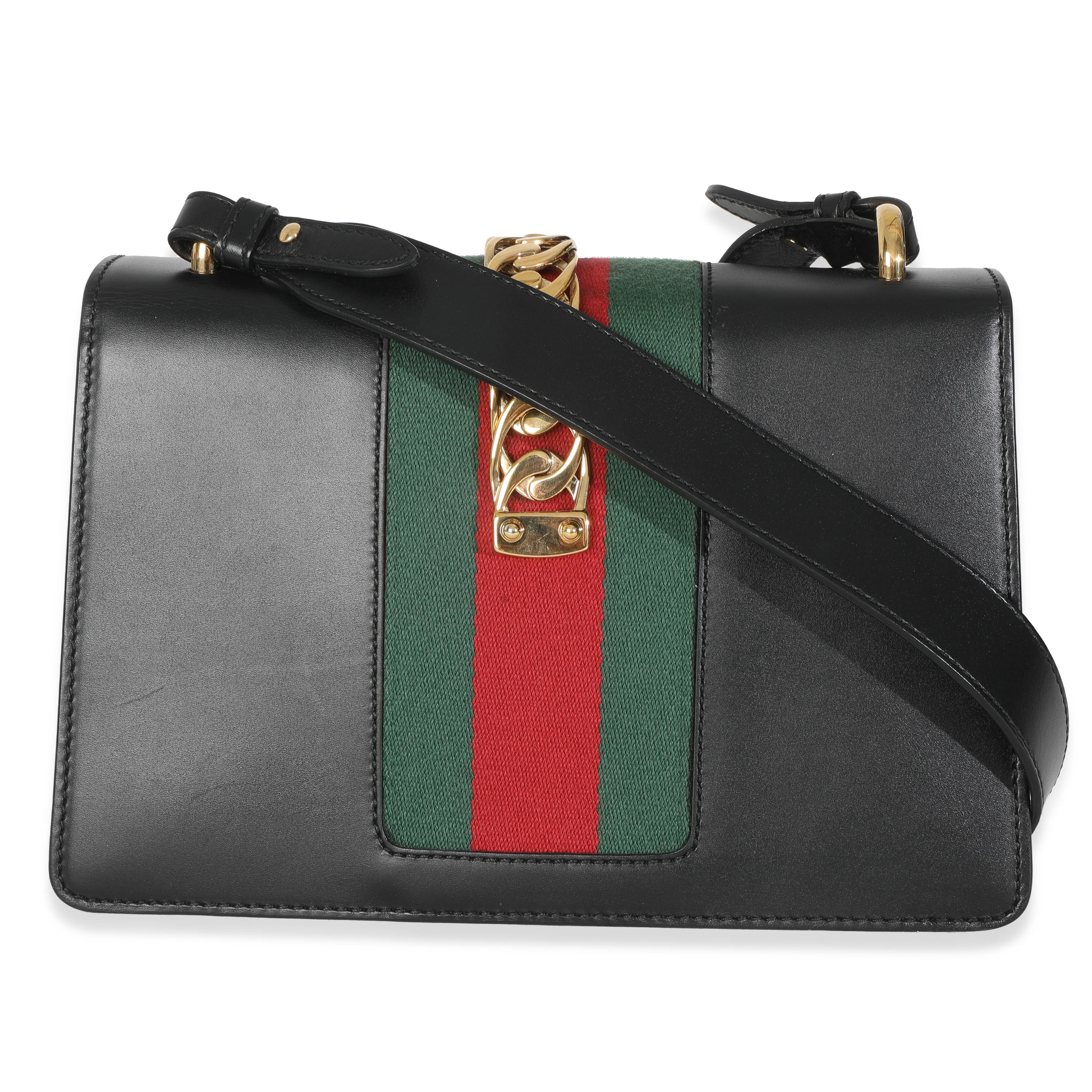 Black Calfskin Web Small Sylvie Shoulder Bag - Image 4