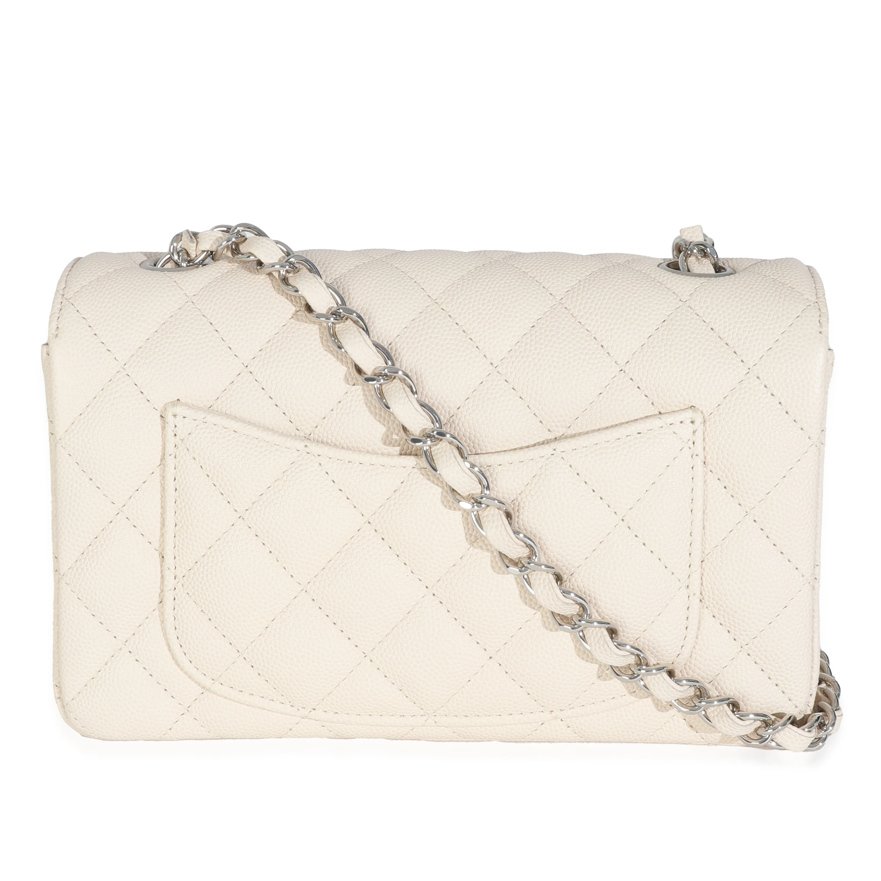 18C Beige Quilted Caviar Mini Rectangular Flap Bag - Image 3