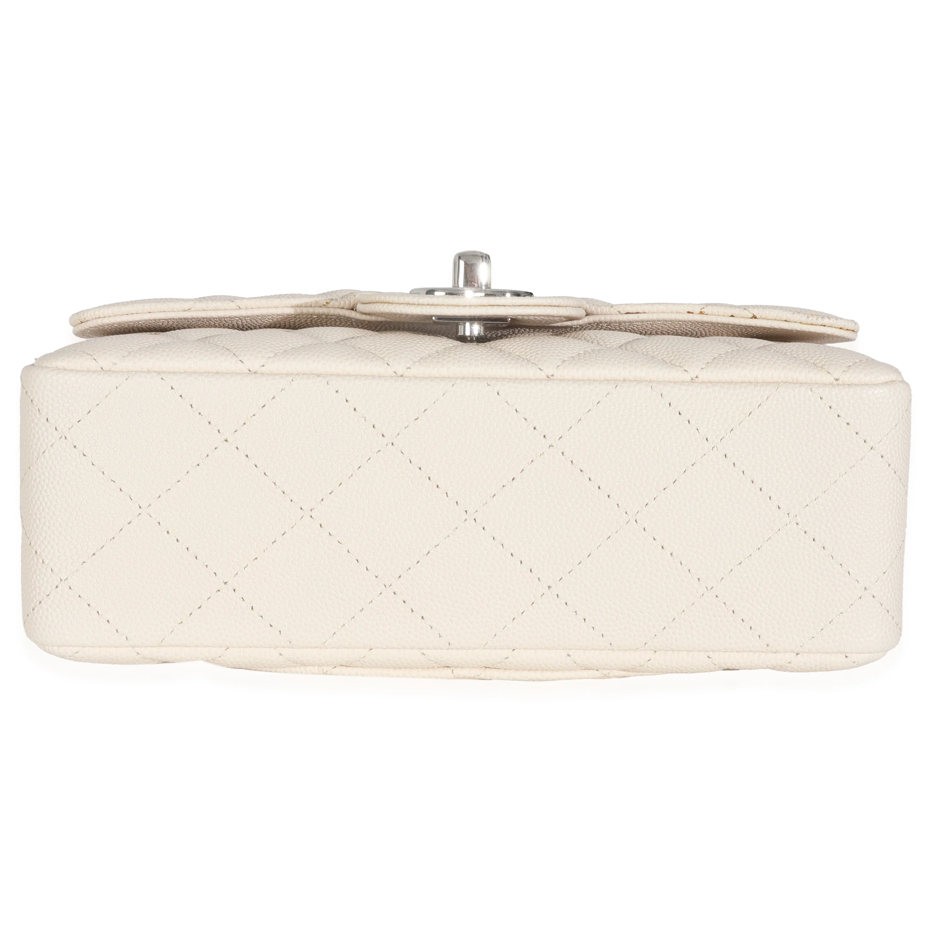 18C Beige Quilted Caviar Mini Rectangular Flap Bag - Image 4