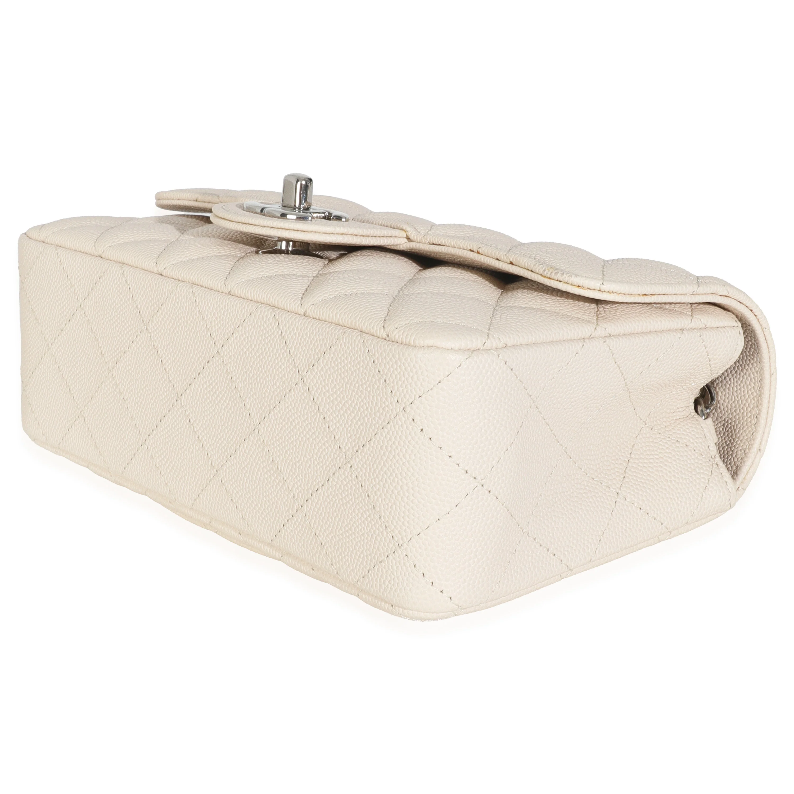 18C Beige Quilted Caviar Mini Rectangular Flap Bag - Image 6