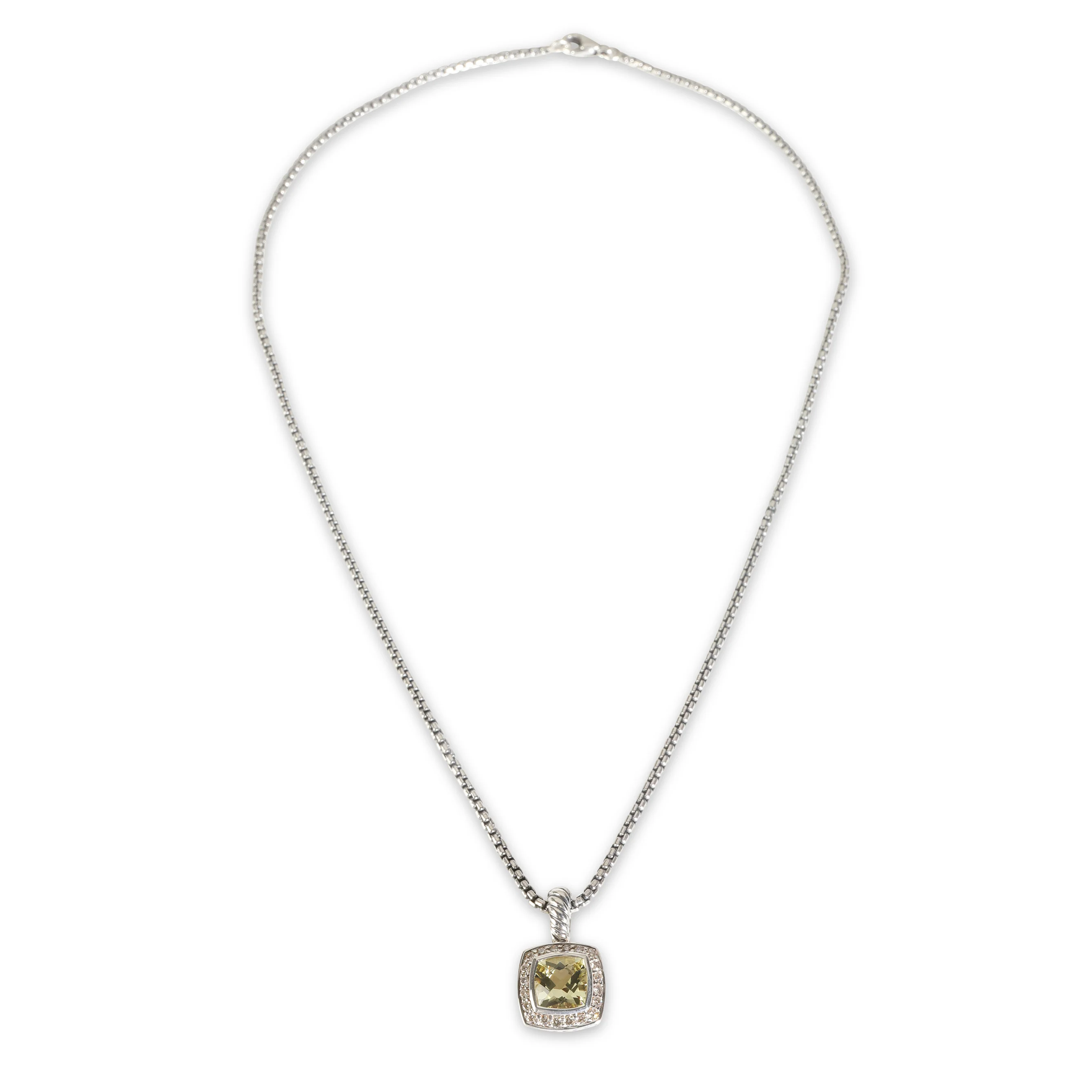 Sterling Silver Peridot and Diamond Petite Albion Pendant - Image 3