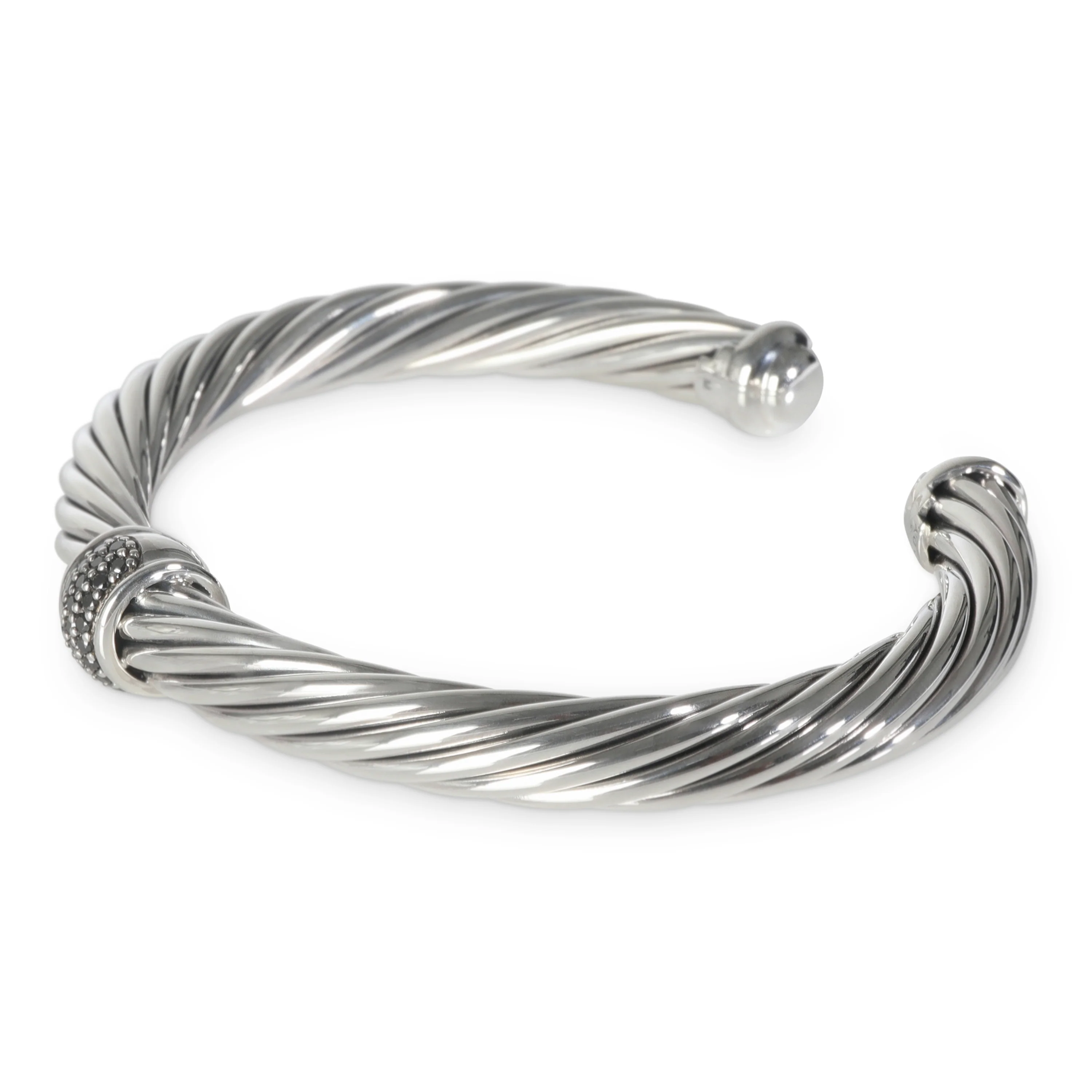 Sterling Silver Diamond Single Station Cable Classic Bracelet - Image 2