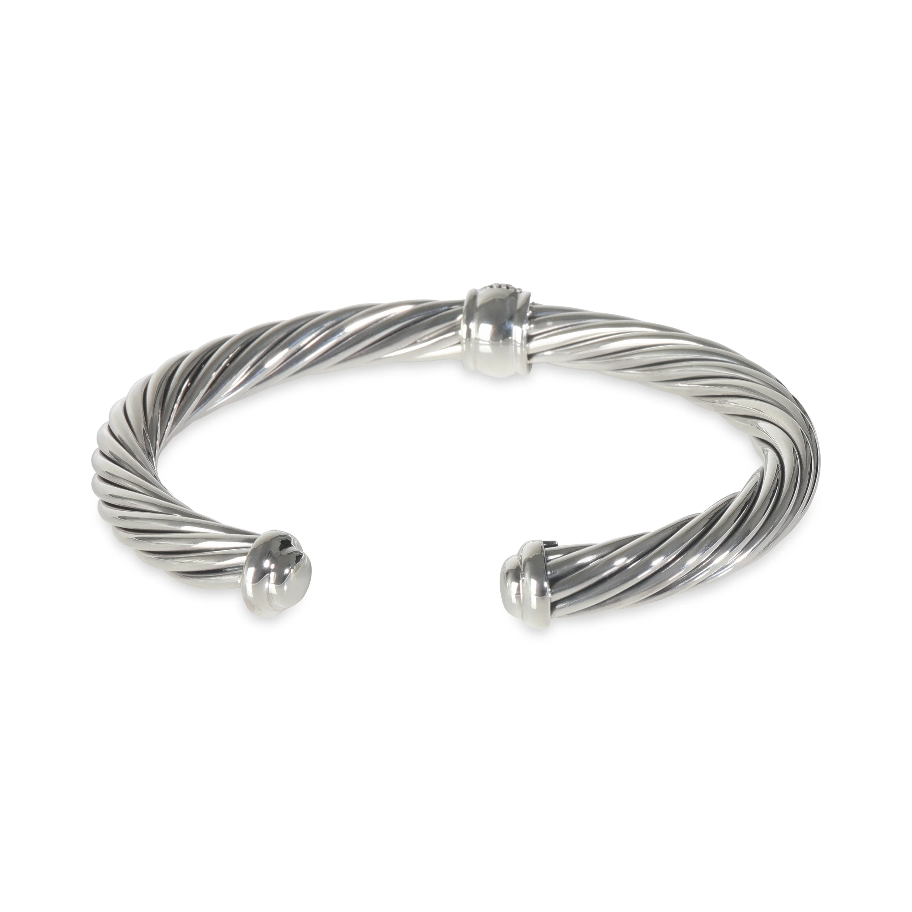 Sterling Silver Diamond Single Station Cable Classic Bracelet - Image 3