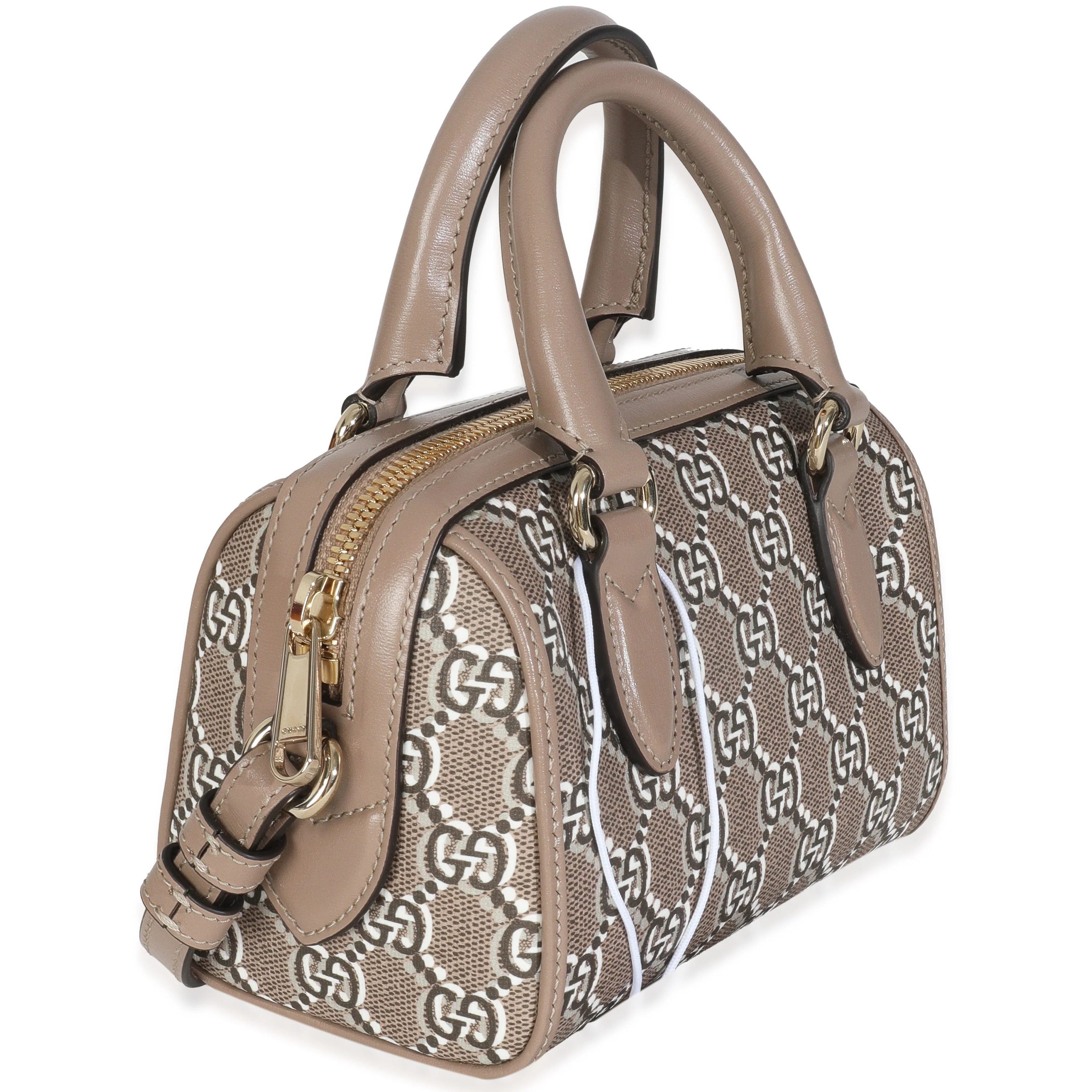 Taupe GG Shadow Monogram Super Mini Ophidia Bowler Bag - Image 3