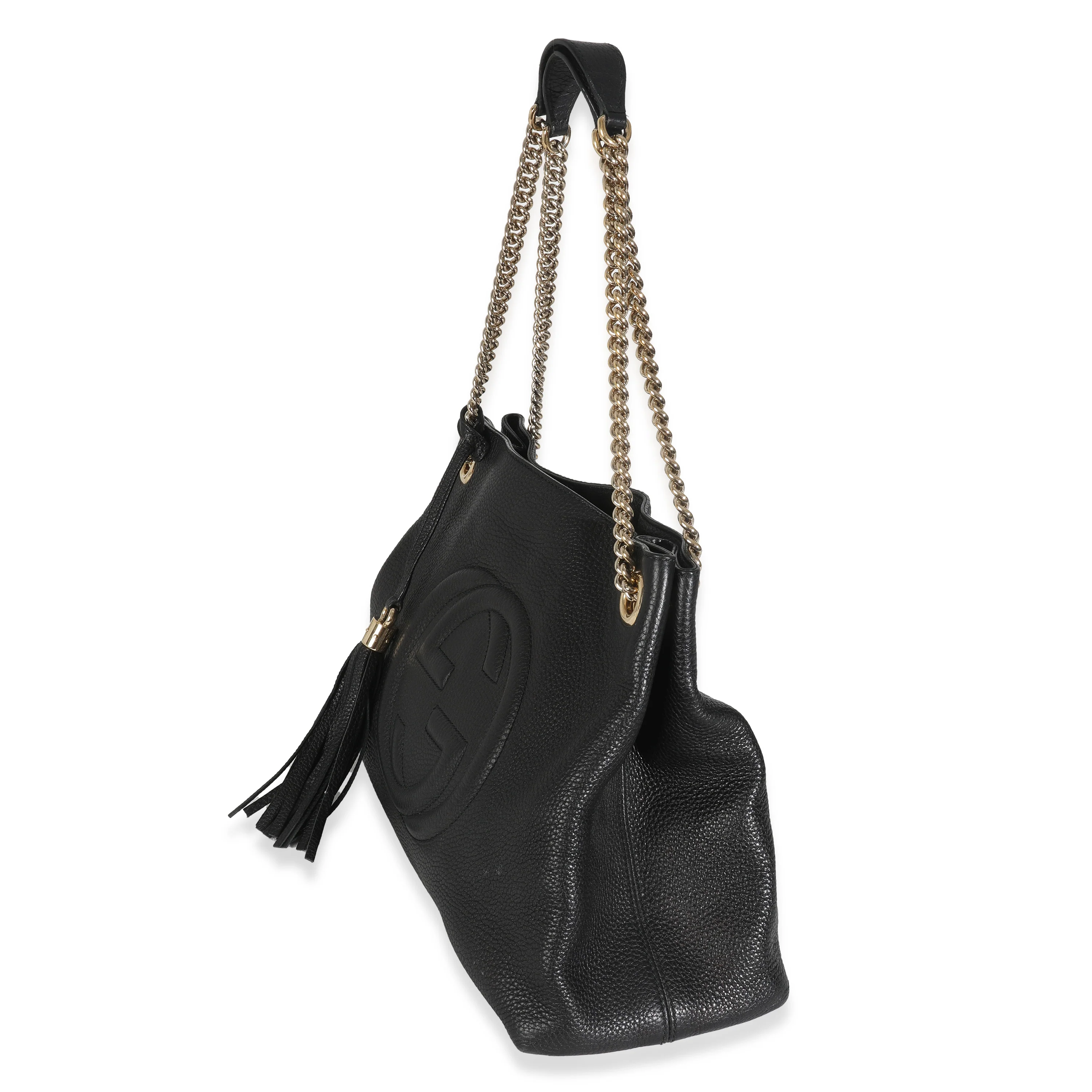 Black Pebbled Calfskin Medium Soho Chain Shoulder Bag - Image 2