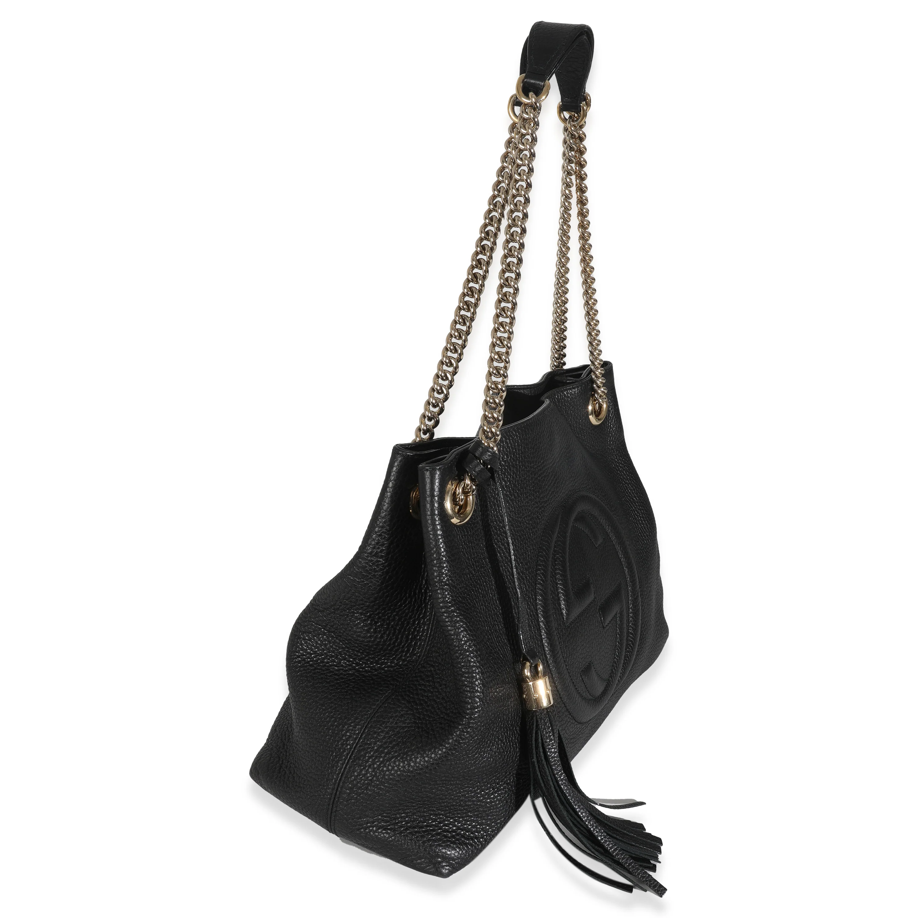 Black Pebbled Calfskin Medium Soho Chain Shoulder Bag - Image 3