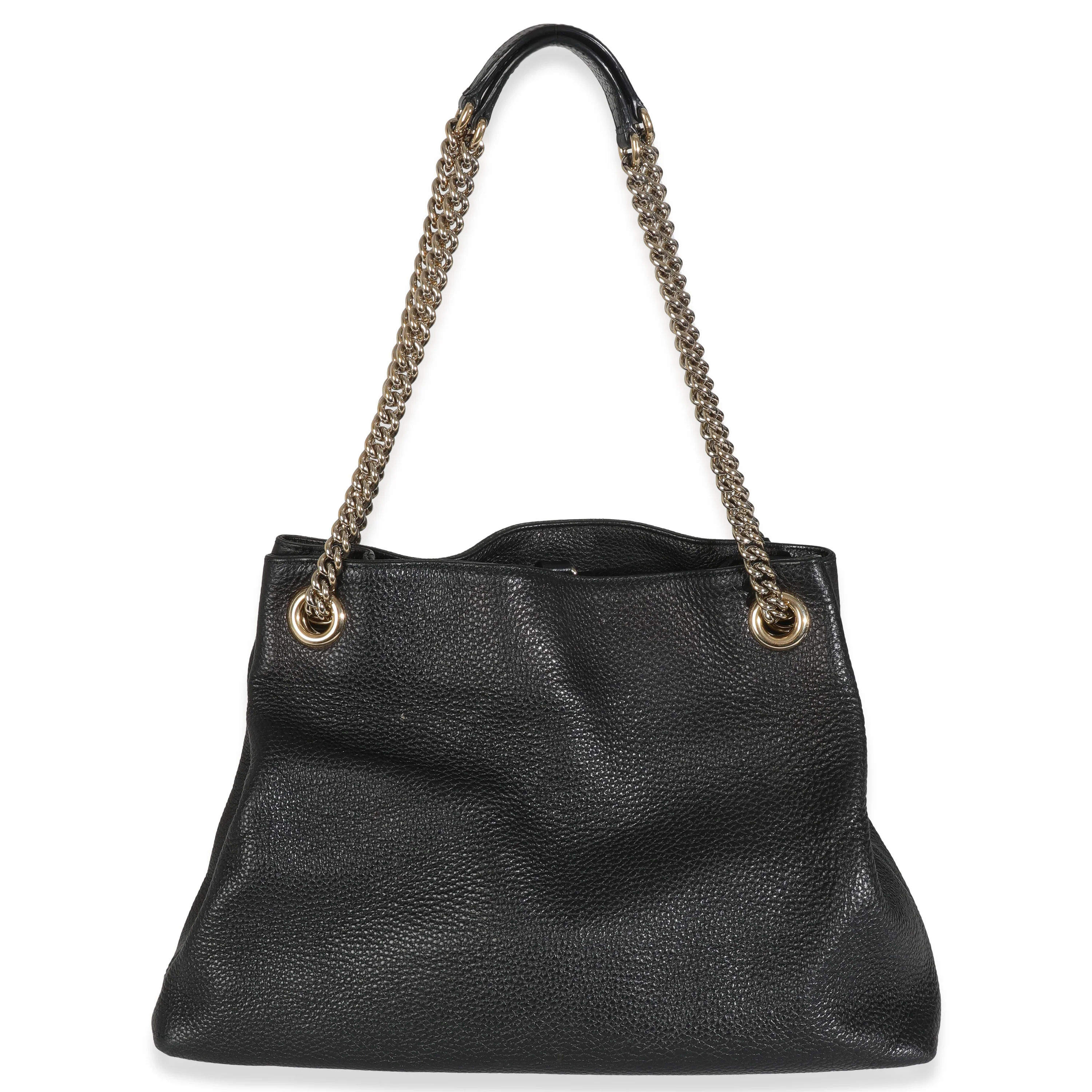 Black Pebbled Calfskin Medium Soho Chain Shoulder Bag - Image 4
