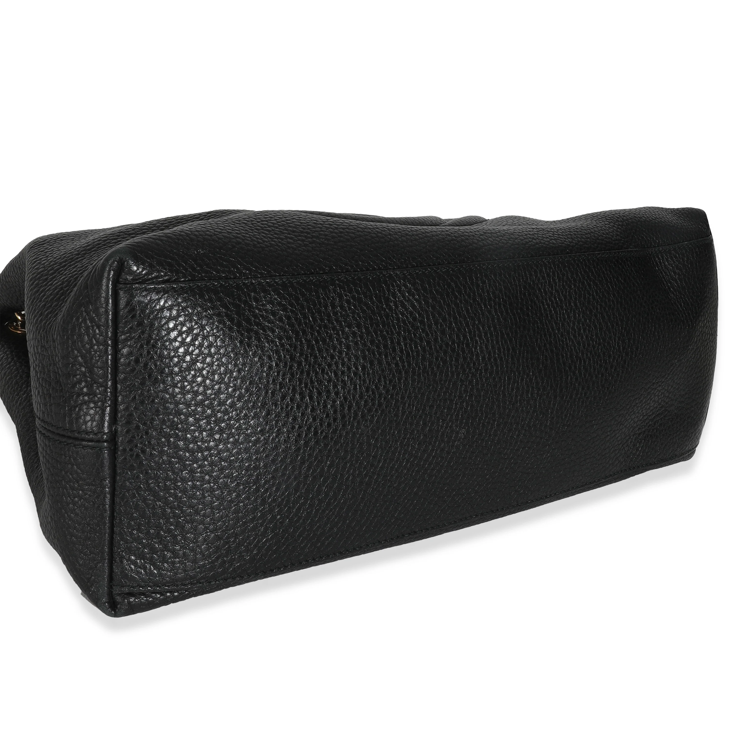 Black Pebbled Calfskin Medium Soho Chain Shoulder Bag - Image 6