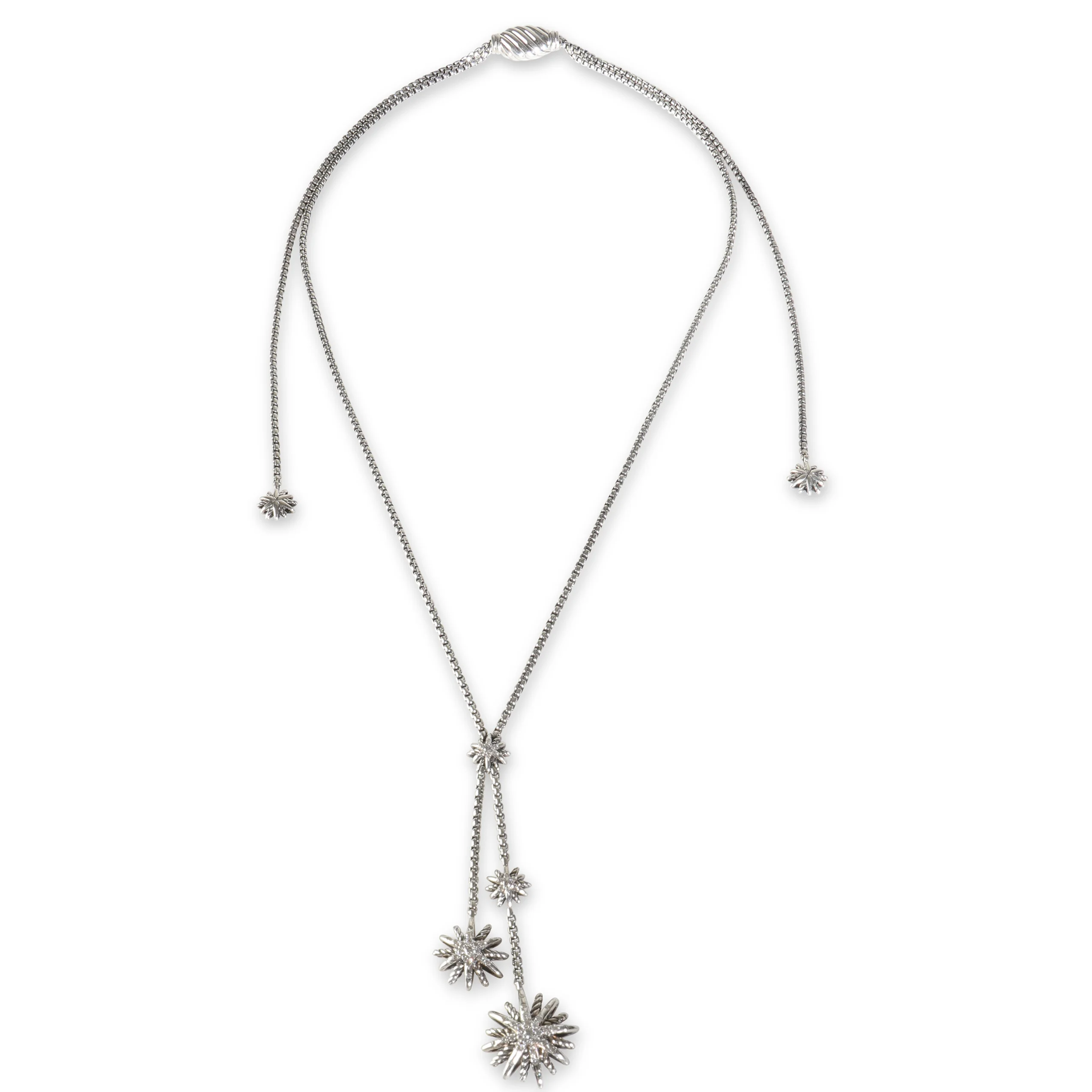 Sterling Silver Diamond Starburst Necklace - Image 3