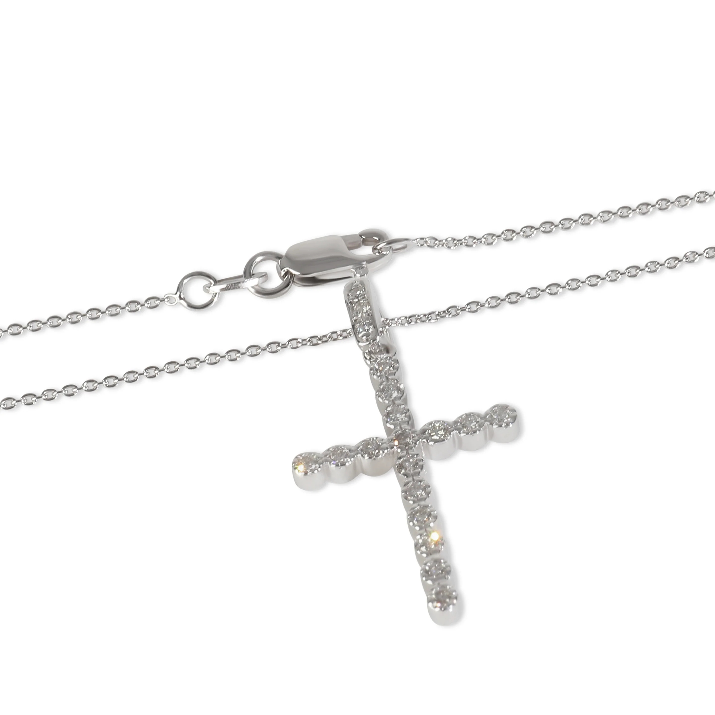 White Gold Diamond Cross Pendant - Image 2