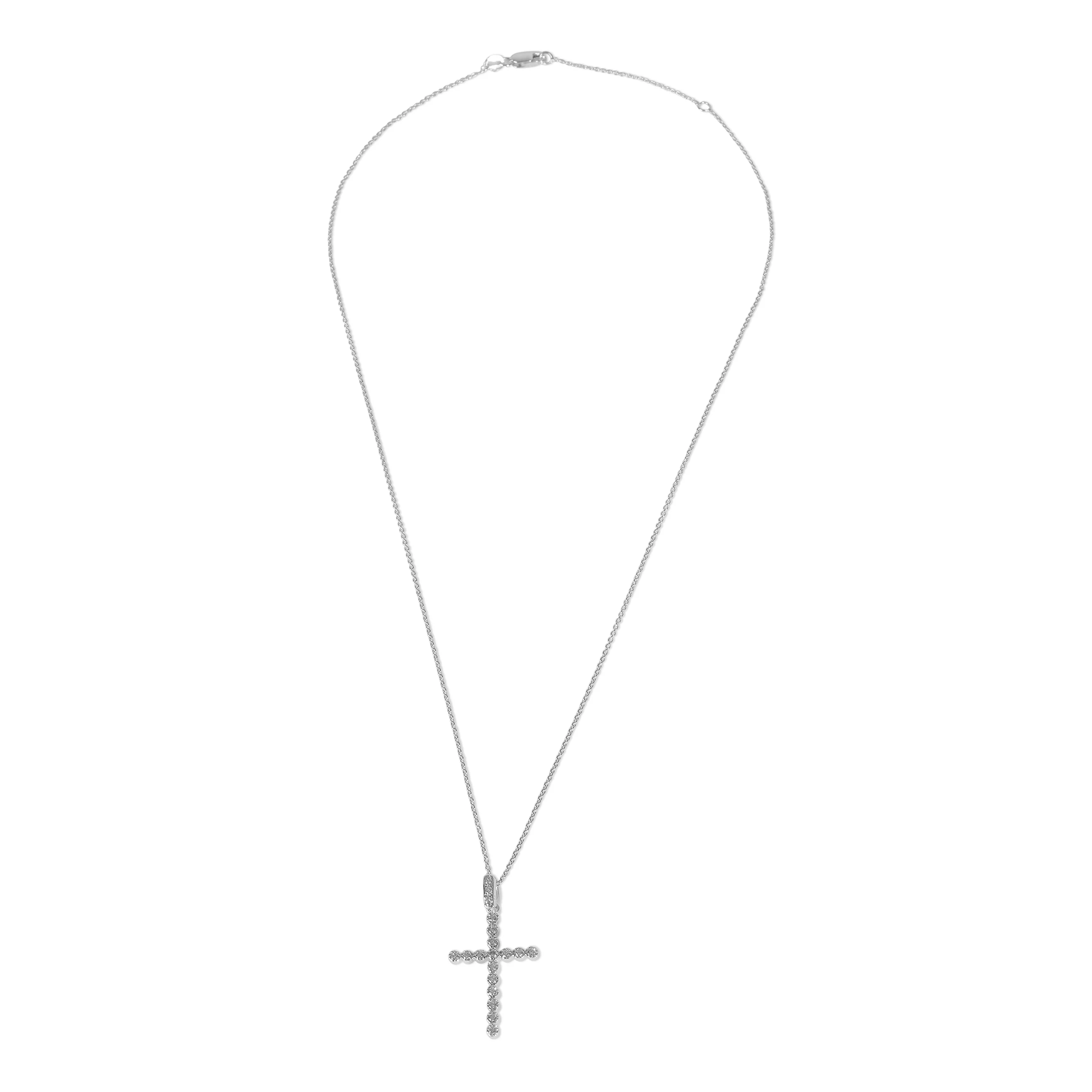 White Gold Diamond Cross Pendant - Image 4