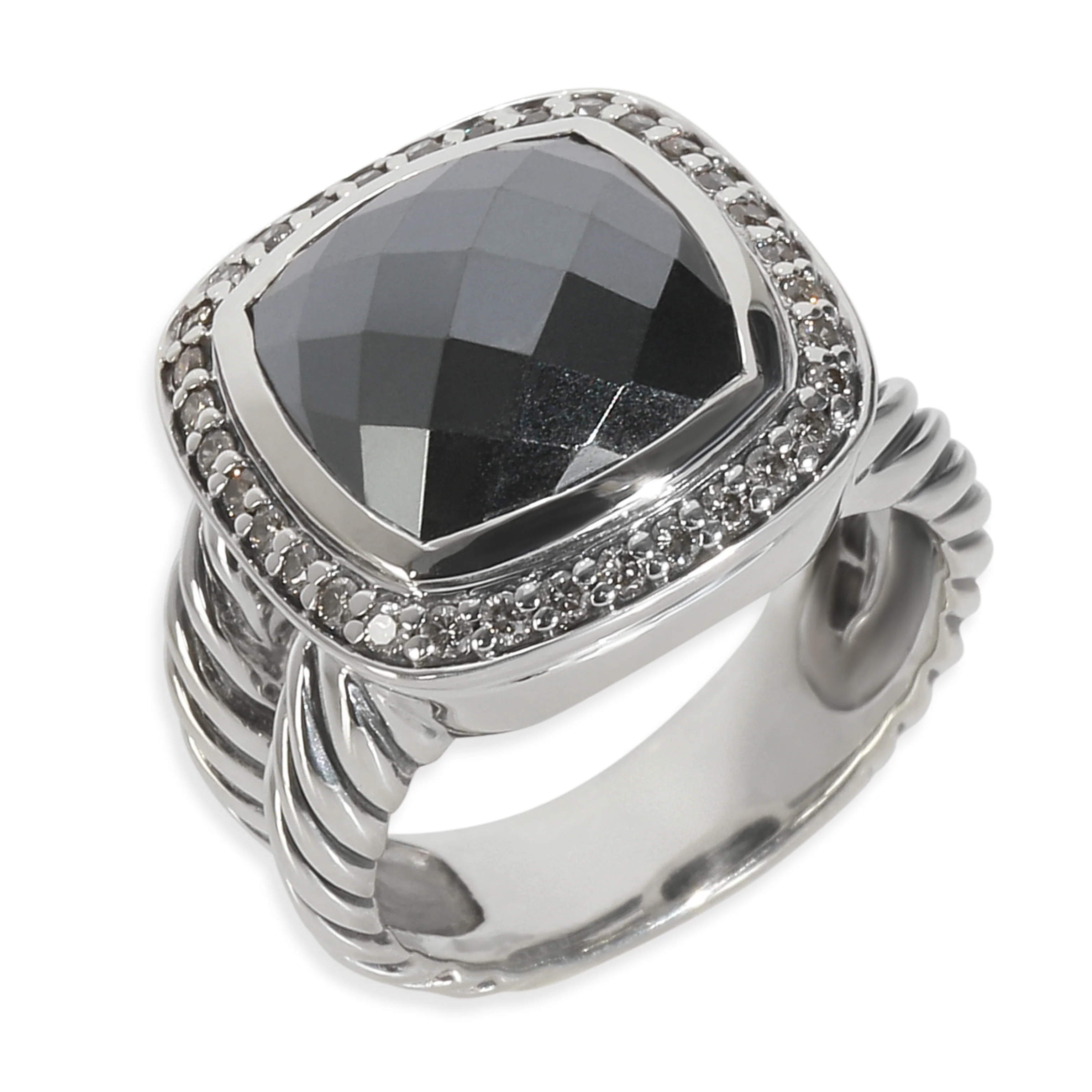 Sterling Silver Hematite and Diamond Albion Ring - Image 3