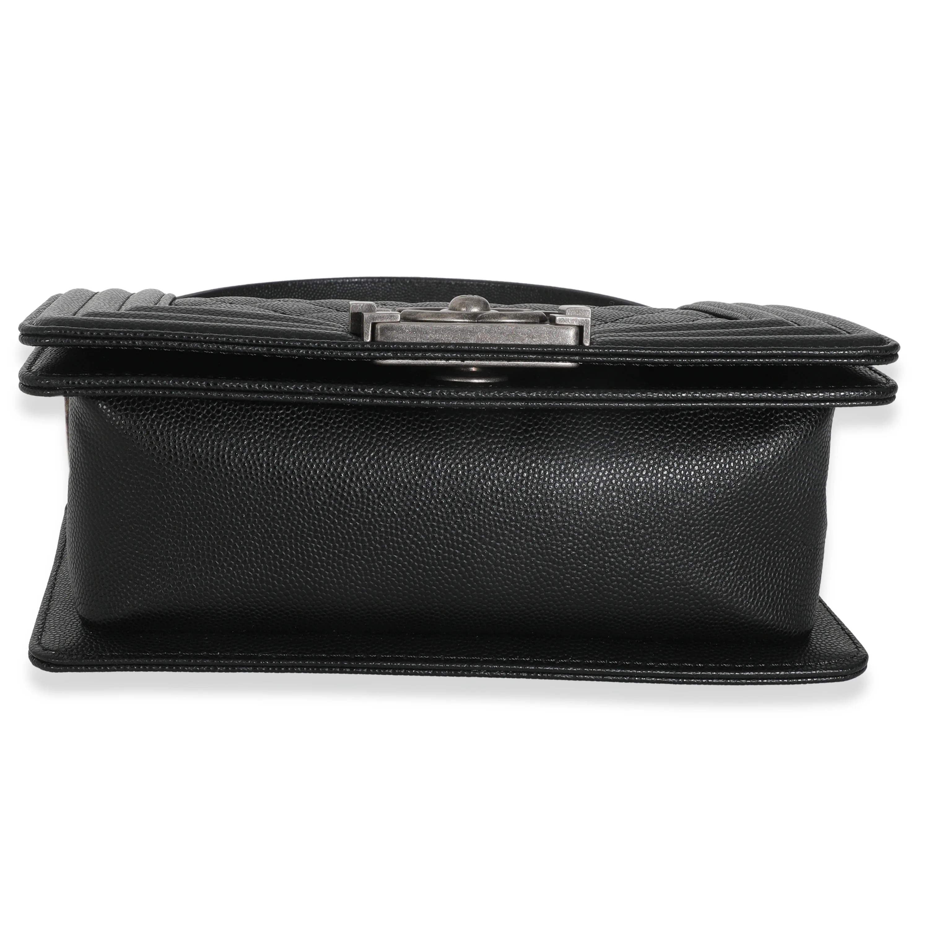 Black Quilted Caviar Small Boy Handbag - Image 5