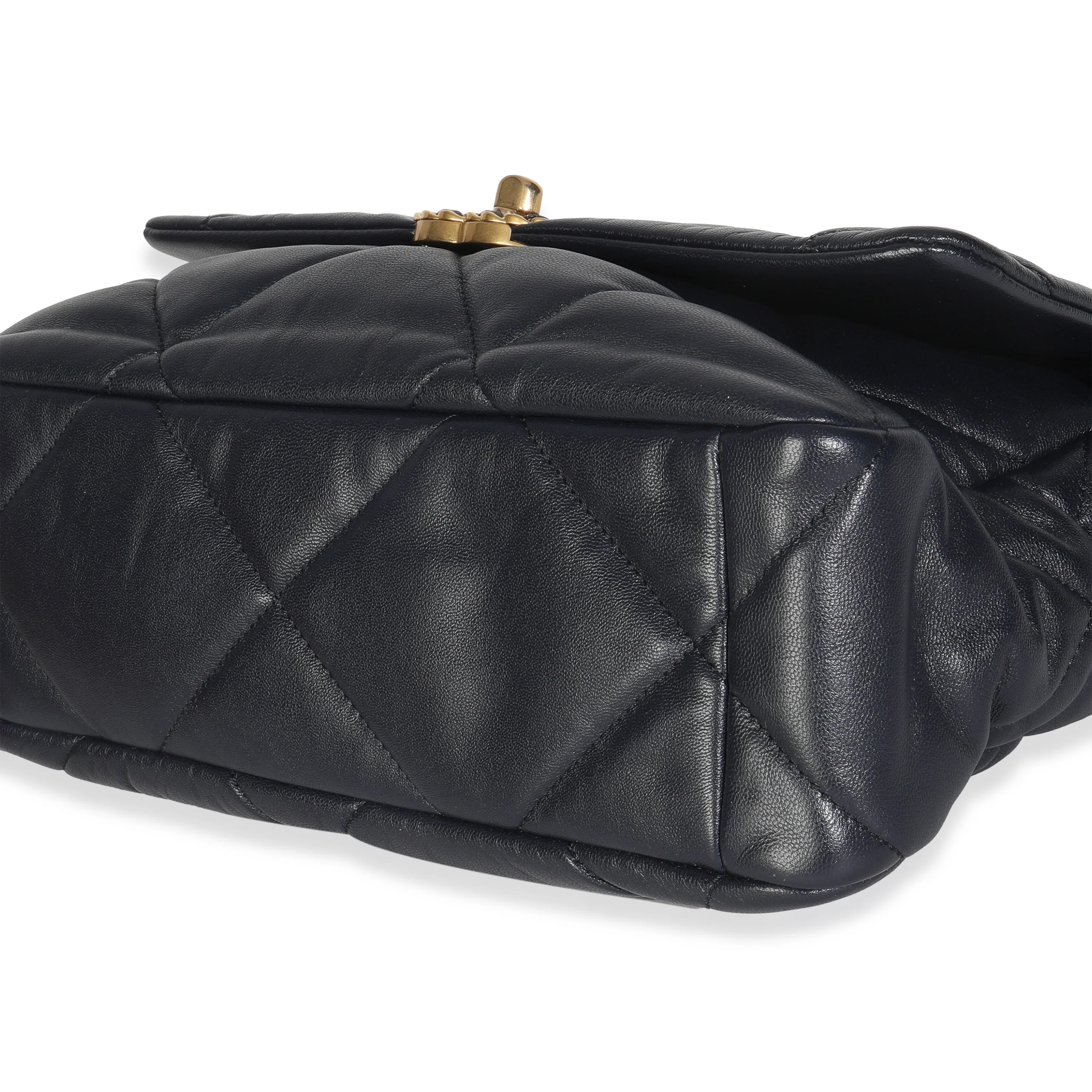 Navy Quilted Shiny Lambskin Medium Chanel 19 Flap Bag - Image 6