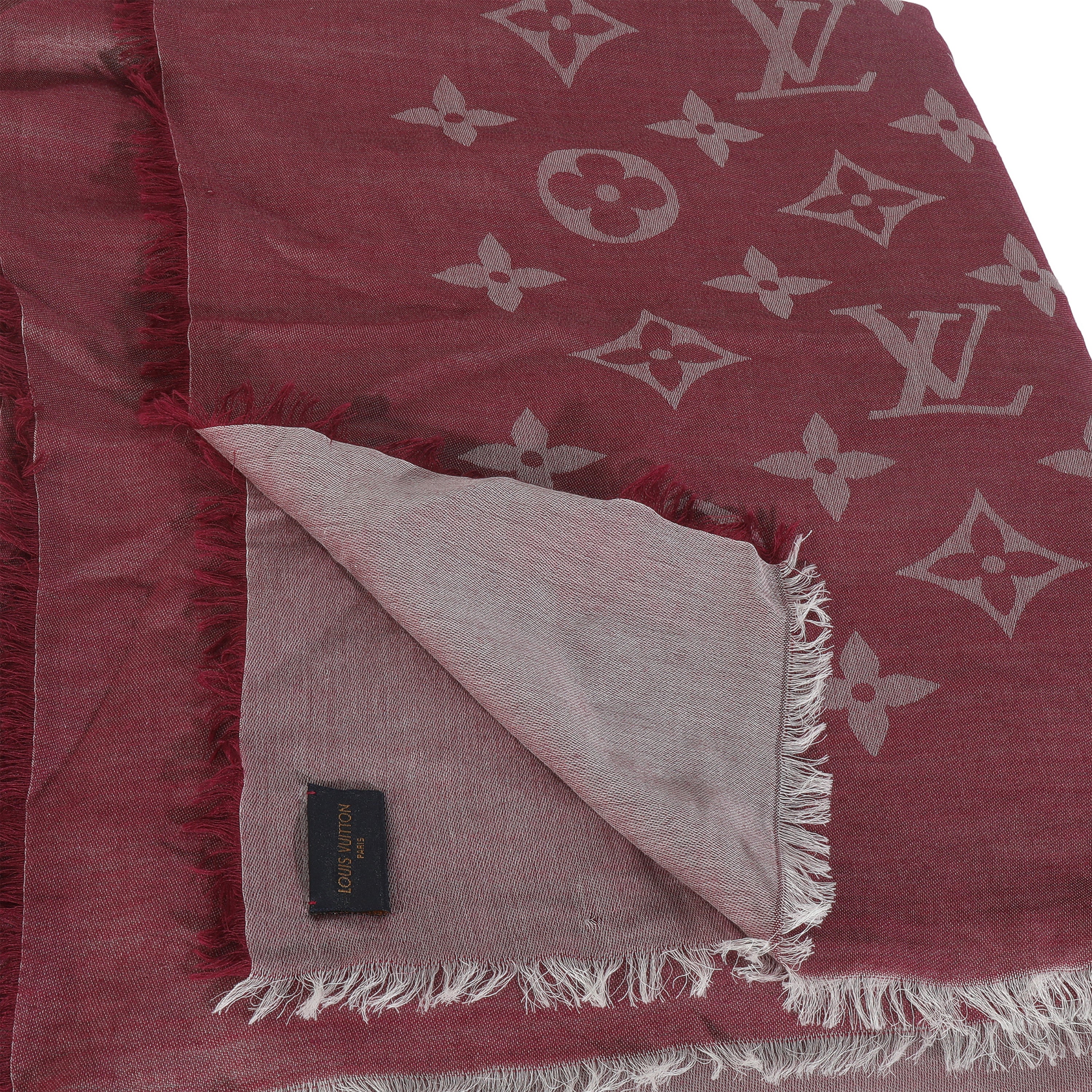 Magenta Wool Silk Monogram Daily Stole - Image 3