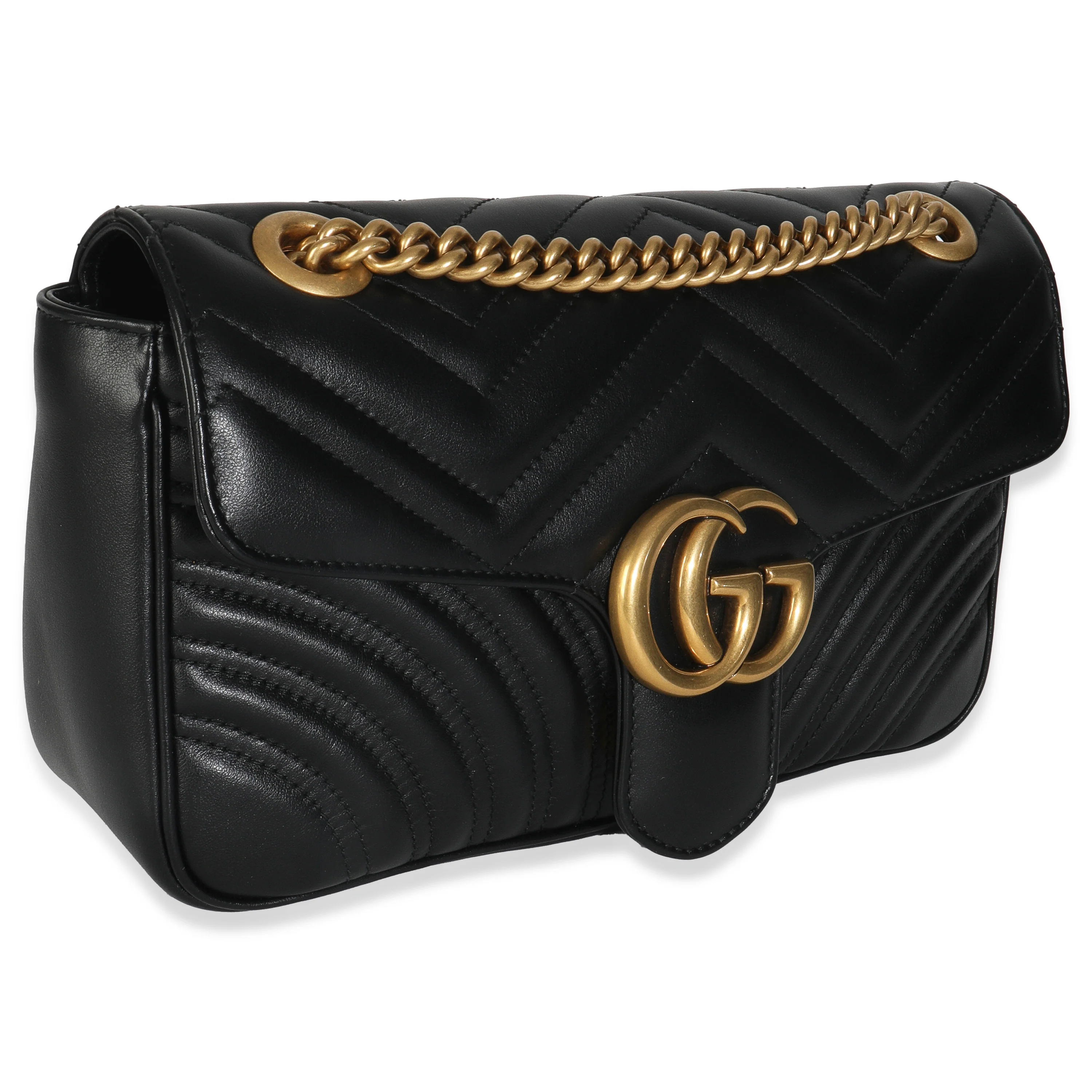Black Calfskin Matelasse Medium GG Marmont Shoulder Bag - Image 3