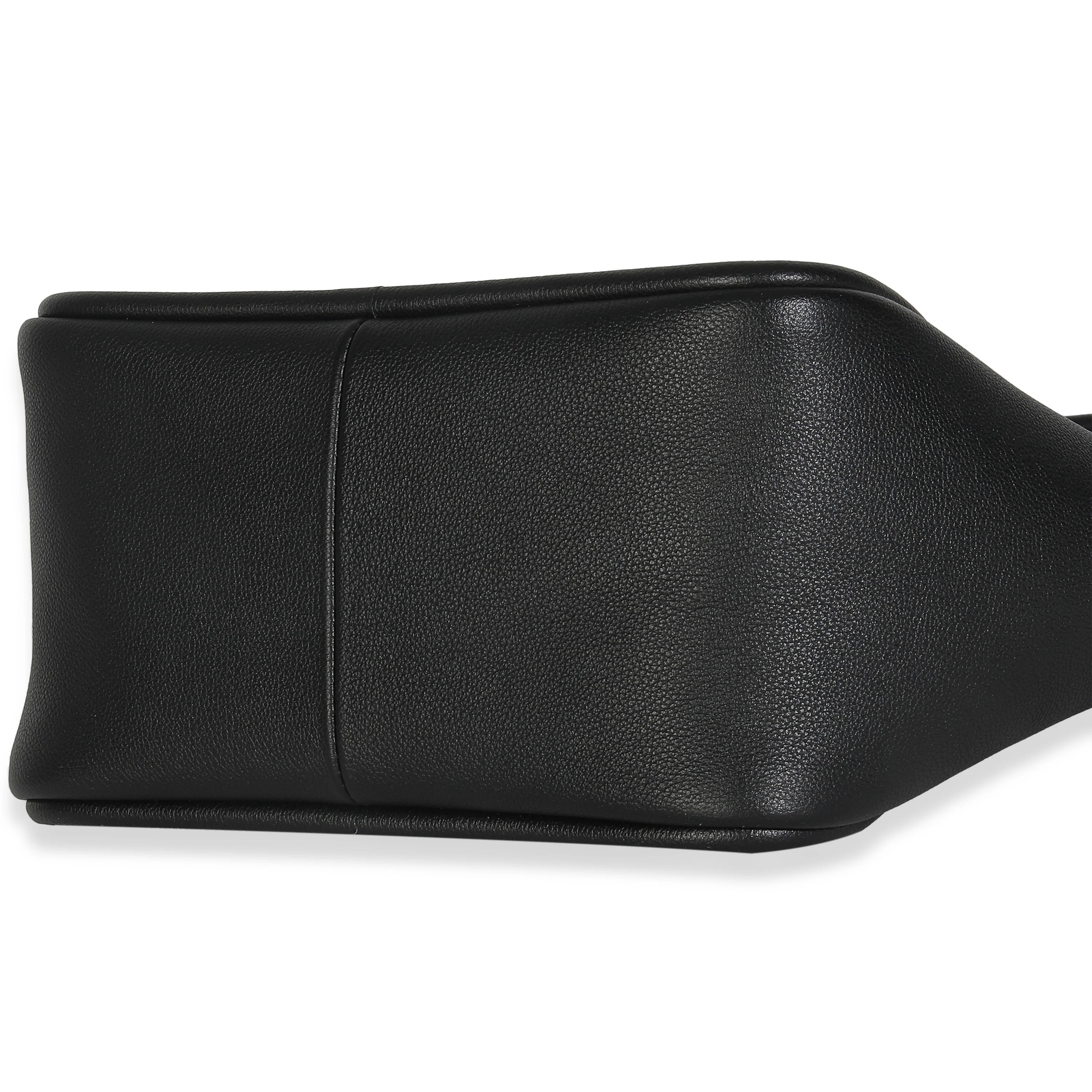 Black Soft Grain Leather Mini Shopping Tote Bag - Image 6