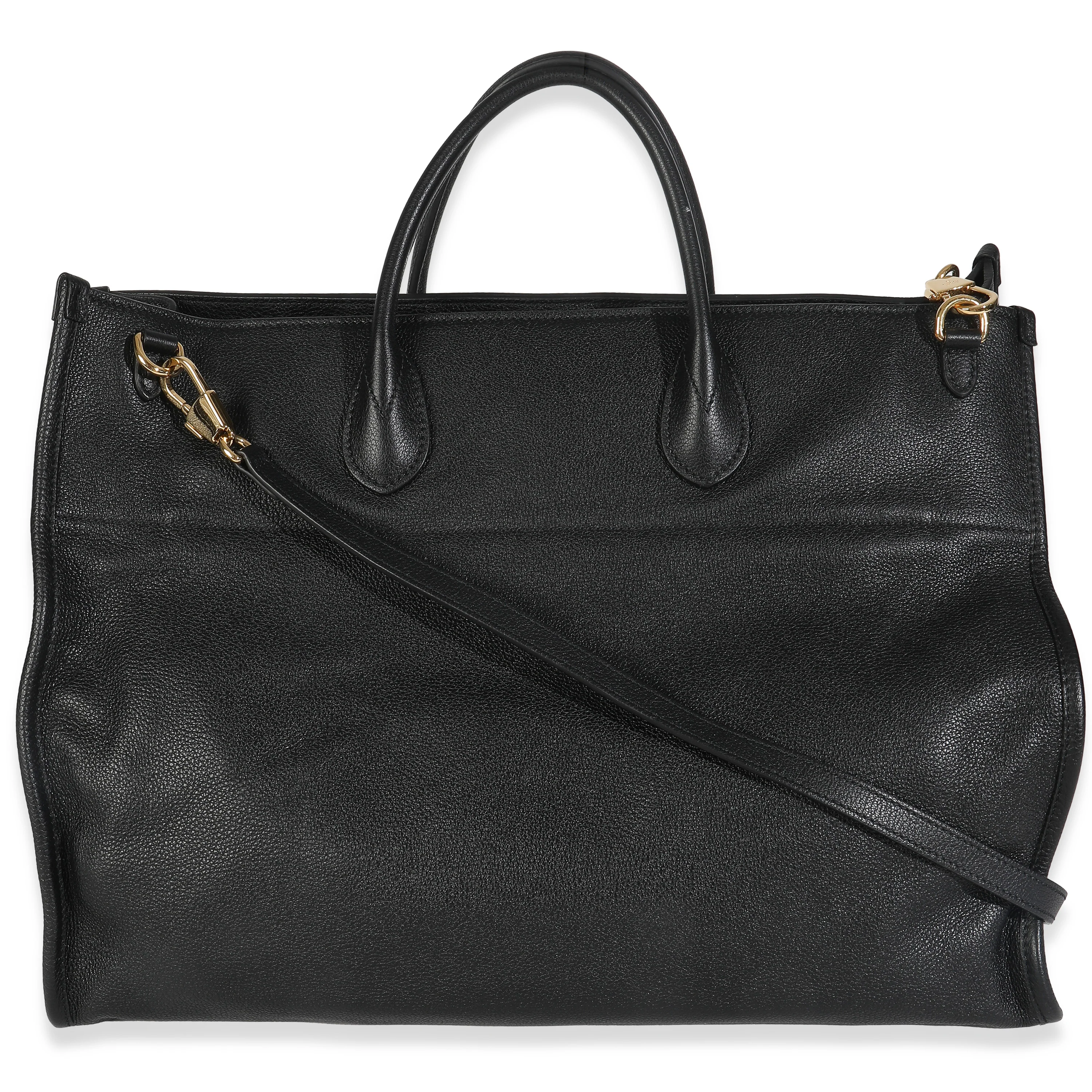 Black Pebbled Leather Large Logo Tote Bag - Image 4