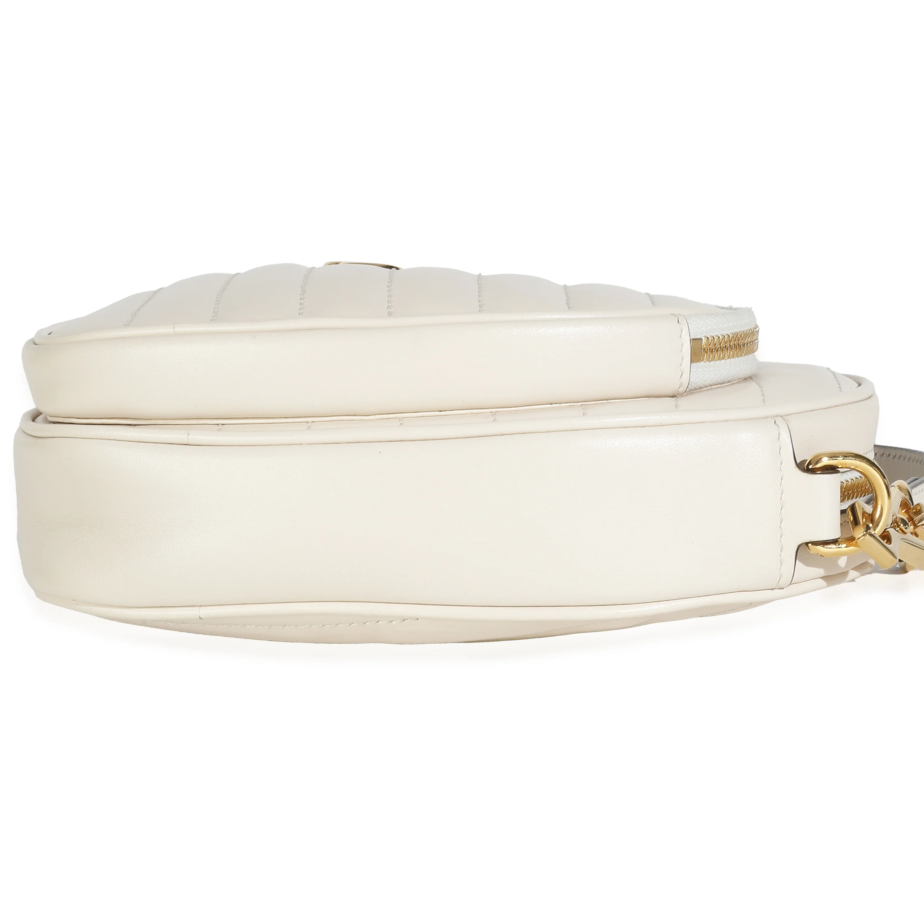 Mystic White Matelasse Calfskin Diagonal Mini Interlocking G Heart Bag - Image 6