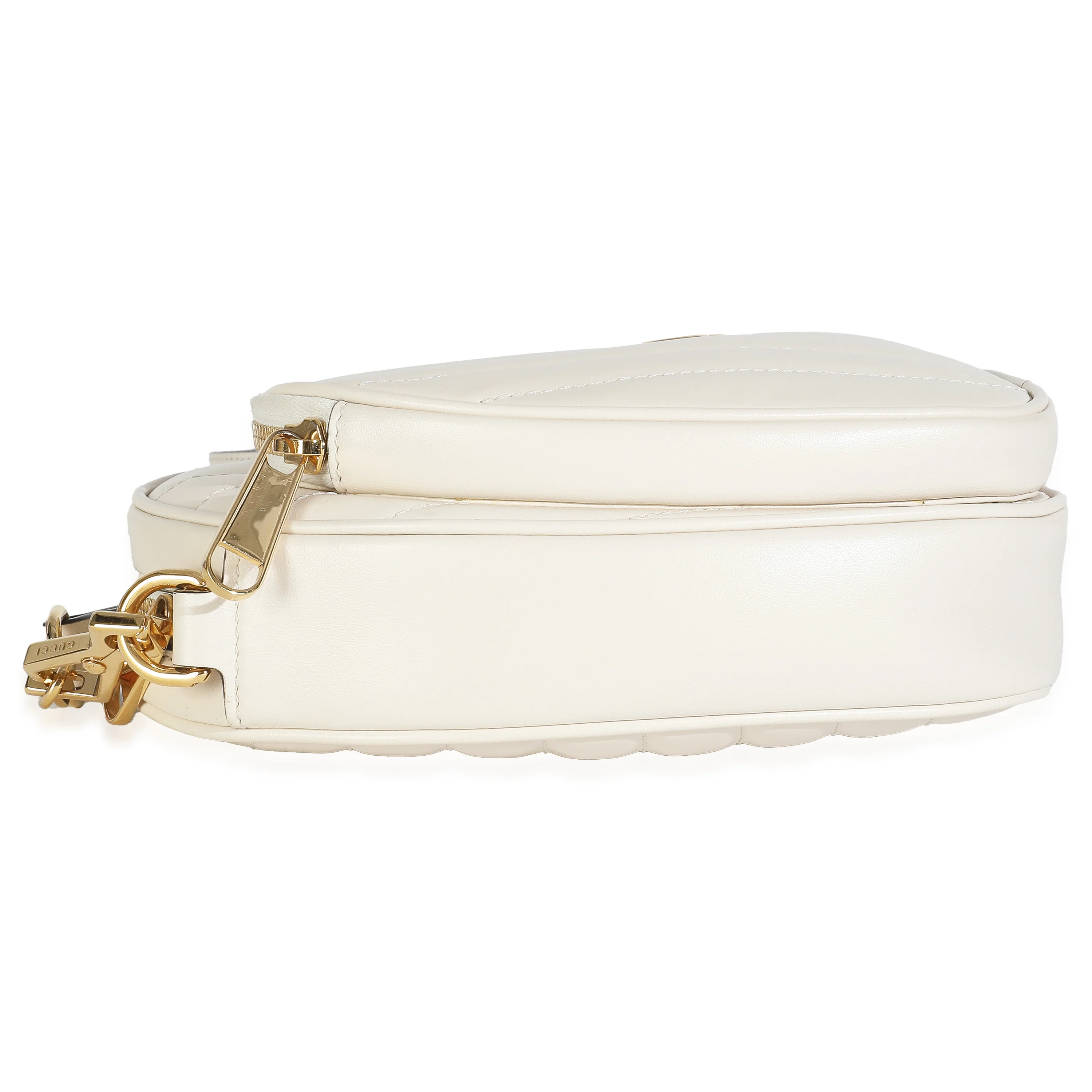 Mystic White Matelasse Calfskin Diagonal Mini Interlocking G Heart Bag - Image 7