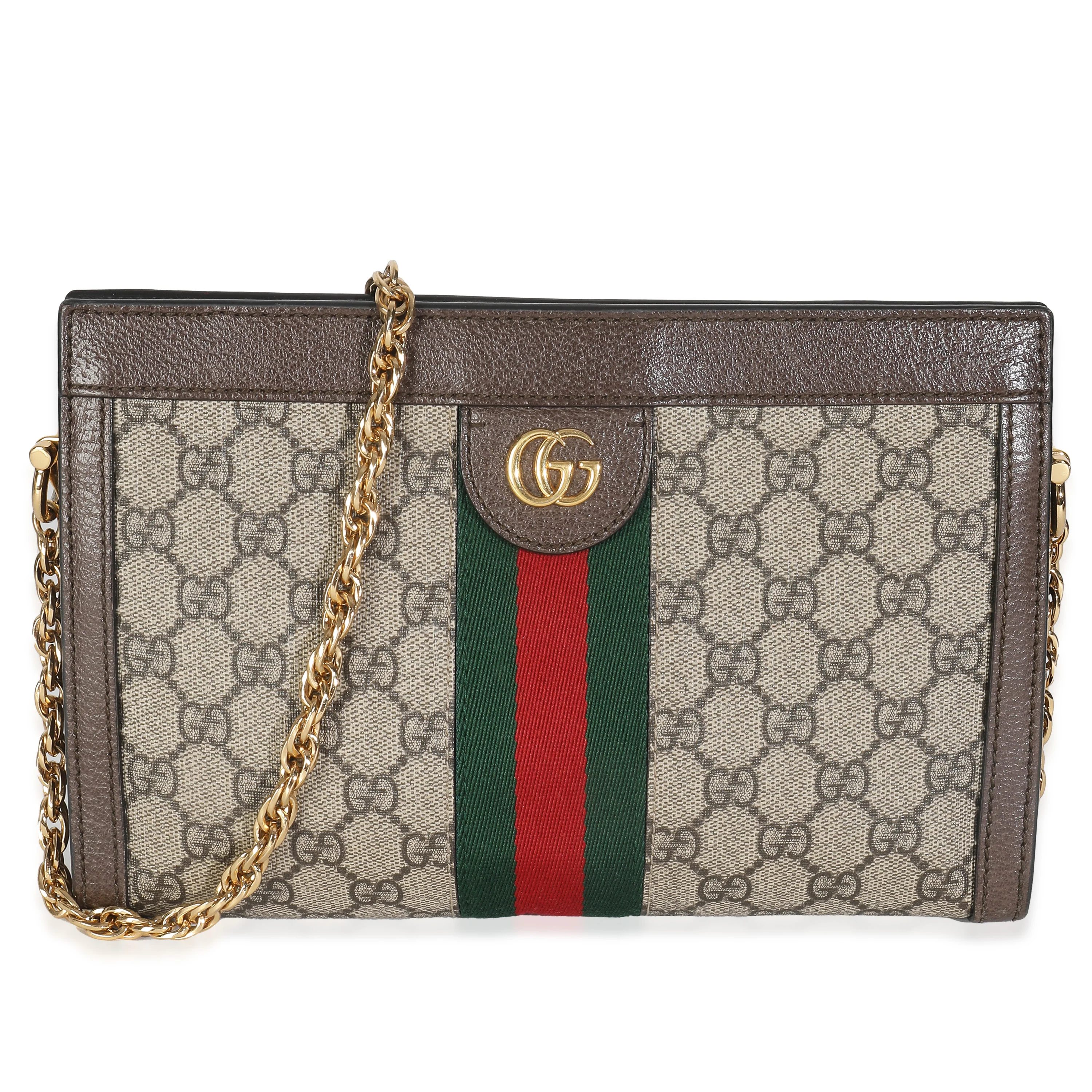 Beige GG Supreme Canvas Small Ophidia Web Chain Bag