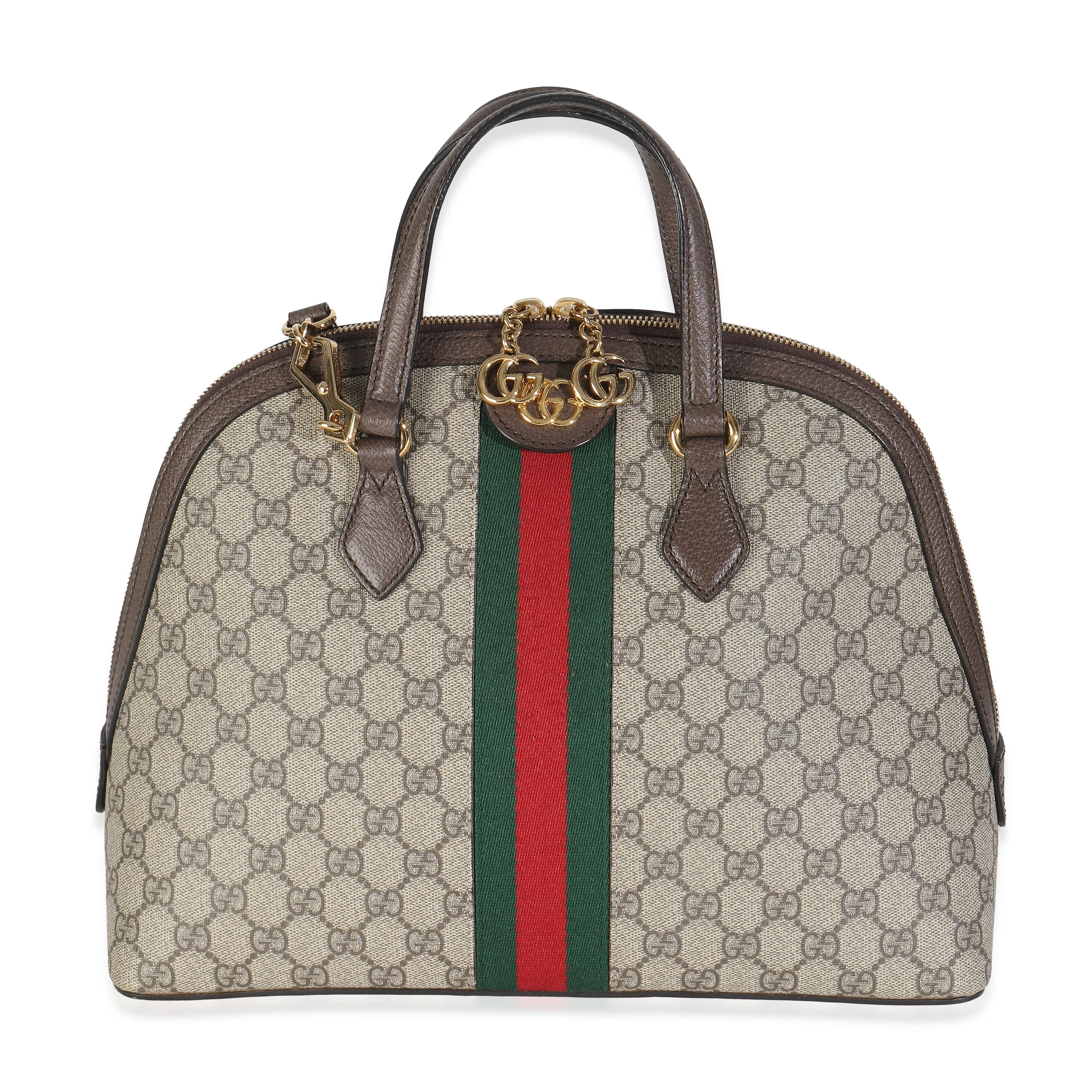 Beige GG Supreme Canvas Web Medium Ophidia Top Handle Dome Bag
