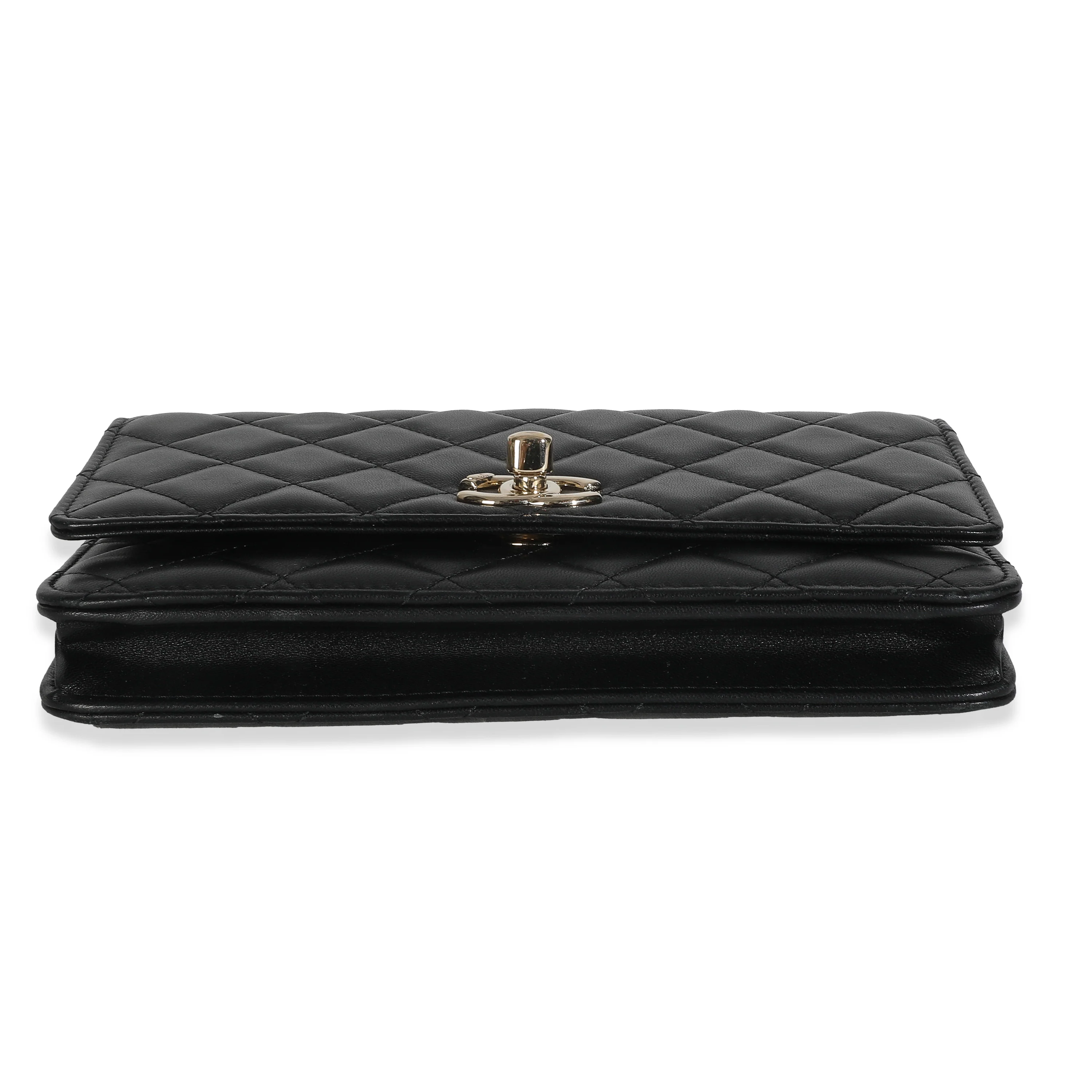 Black Quilted Lambskin Trendy Wallet On Chain - Image 5