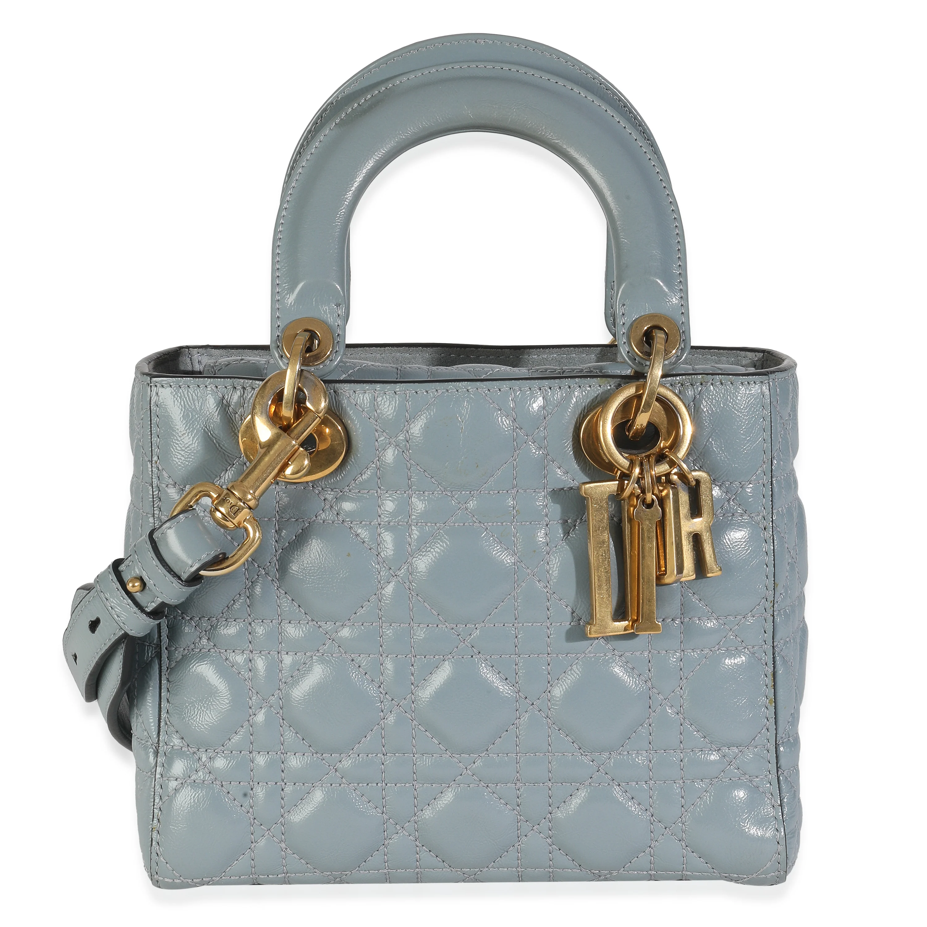 Blue Crinkled Patent Cannage Small My ABCDior Lady Dior