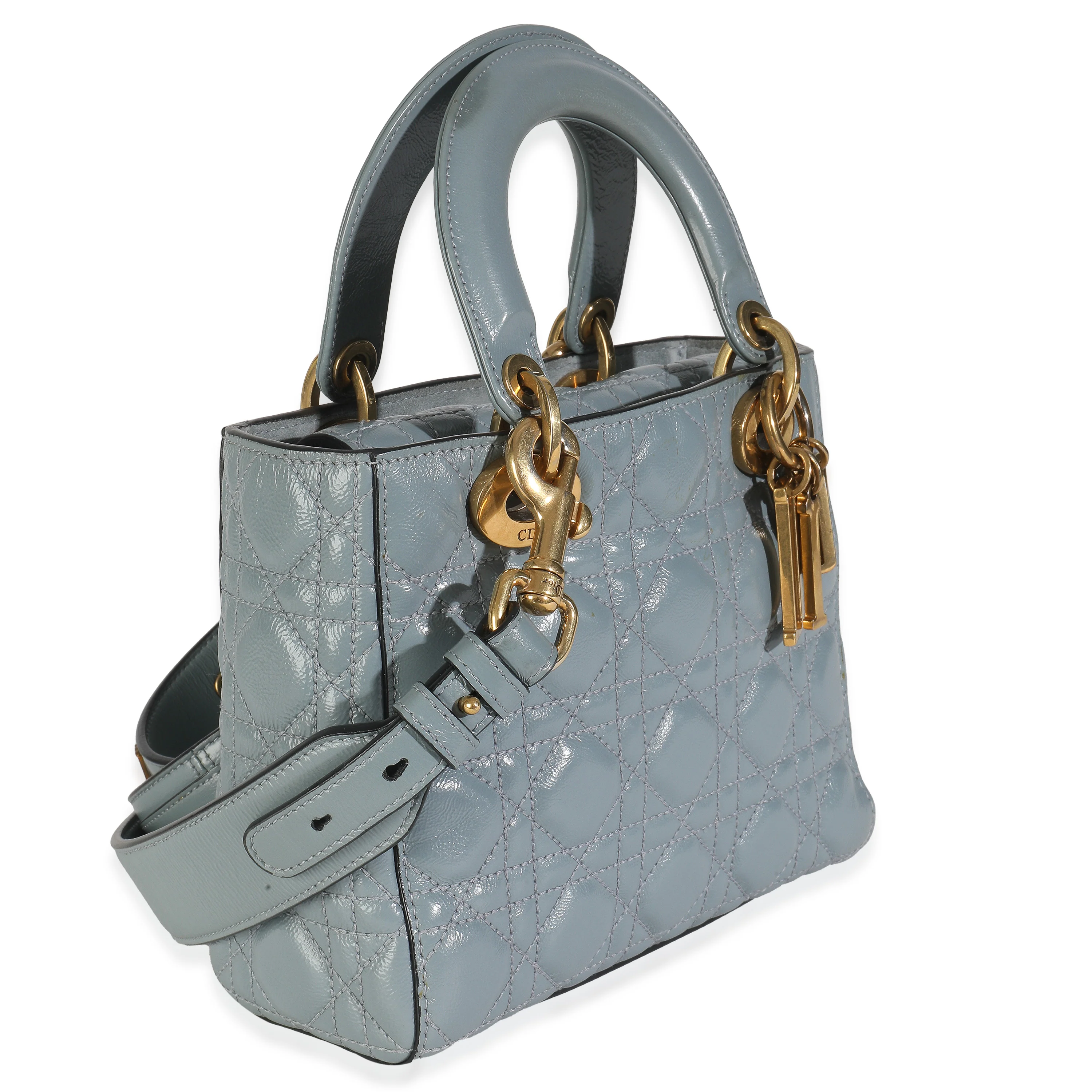 Blue Crinkled Patent Cannage Small My ABCDior Lady Dior - Image 3