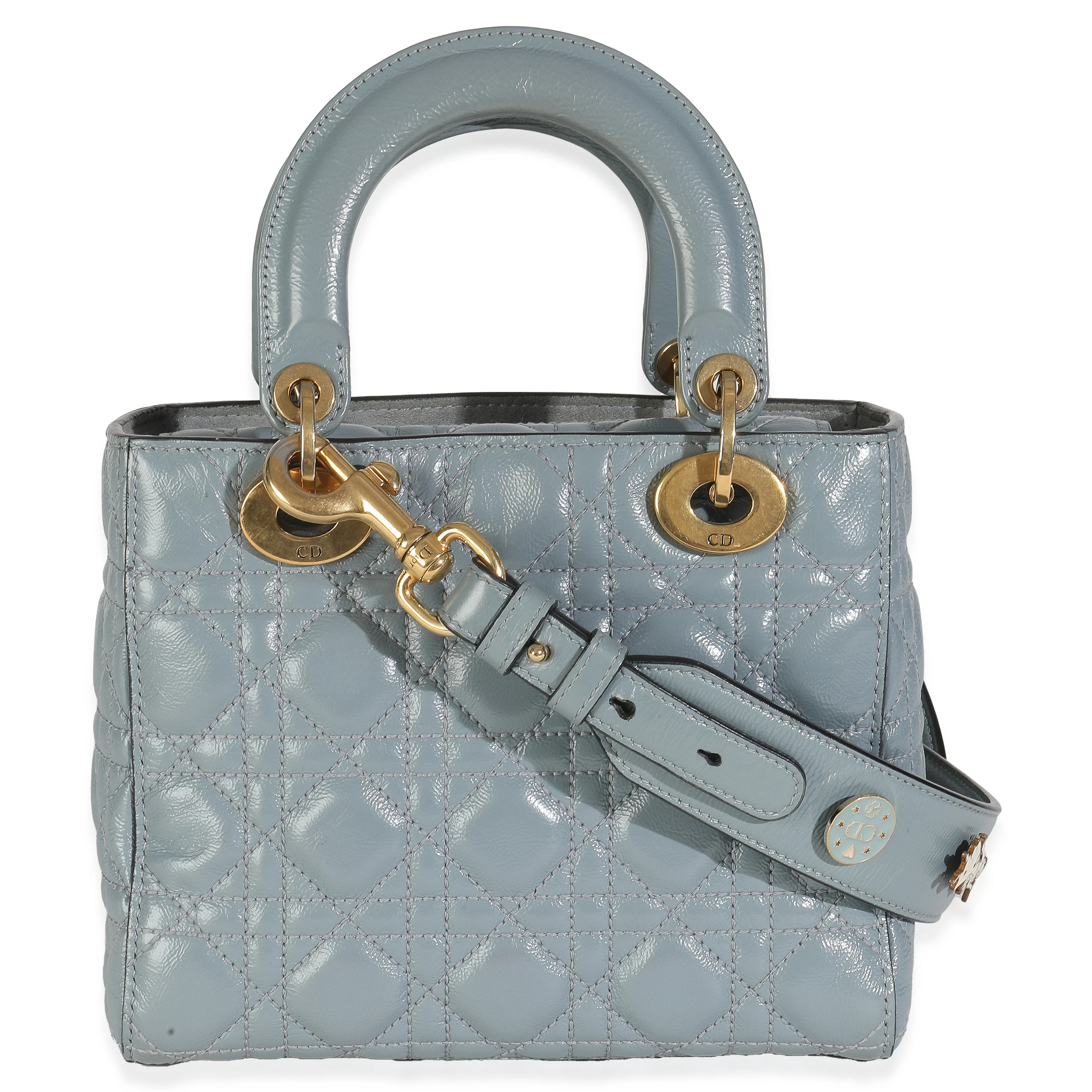 Blue Crinkled Patent Cannage Small My ABCDior Lady Dior - Image 4