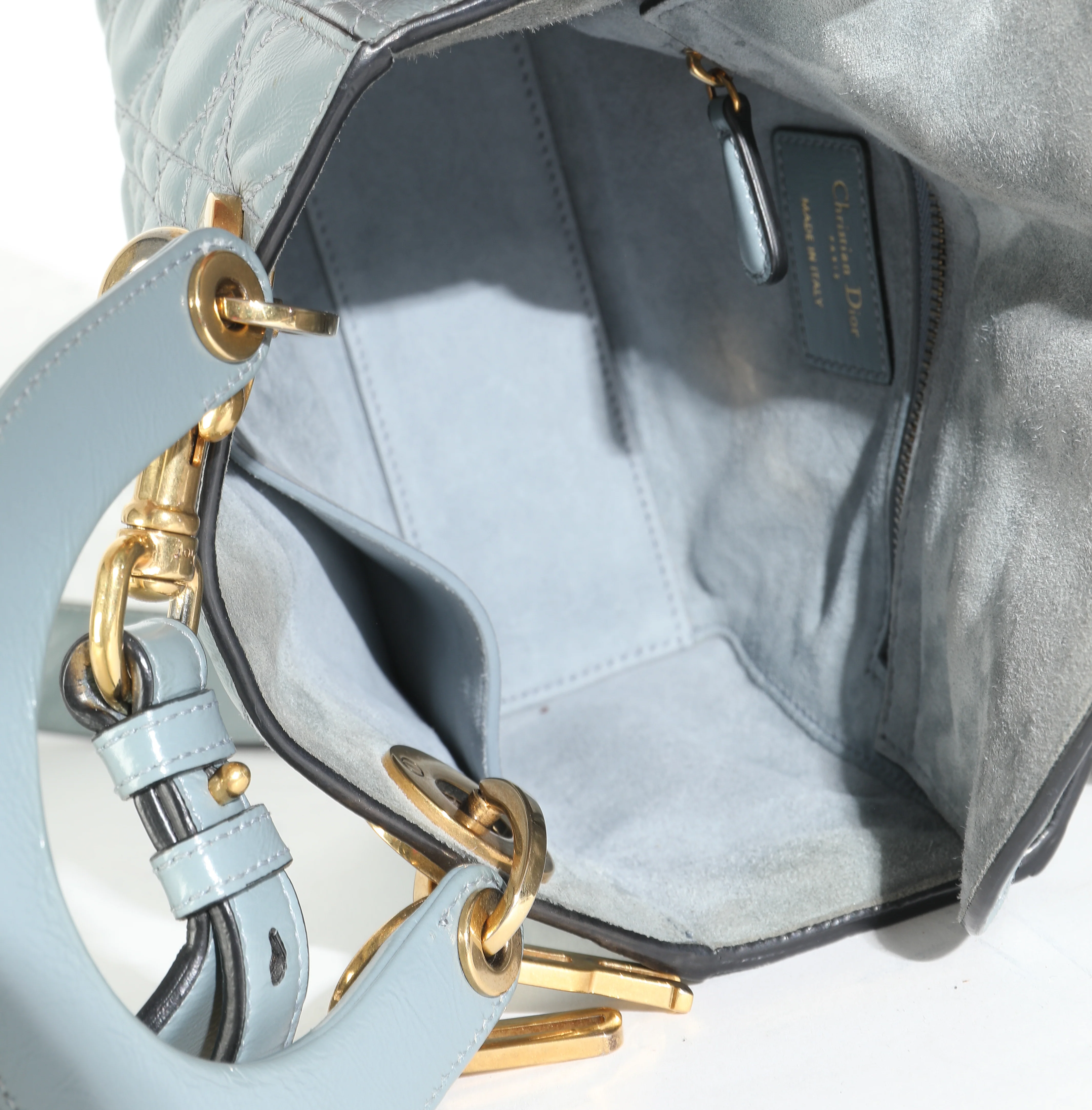 Blue Crinkled Patent Cannage Small My ABCDior Lady Dior - Image 9