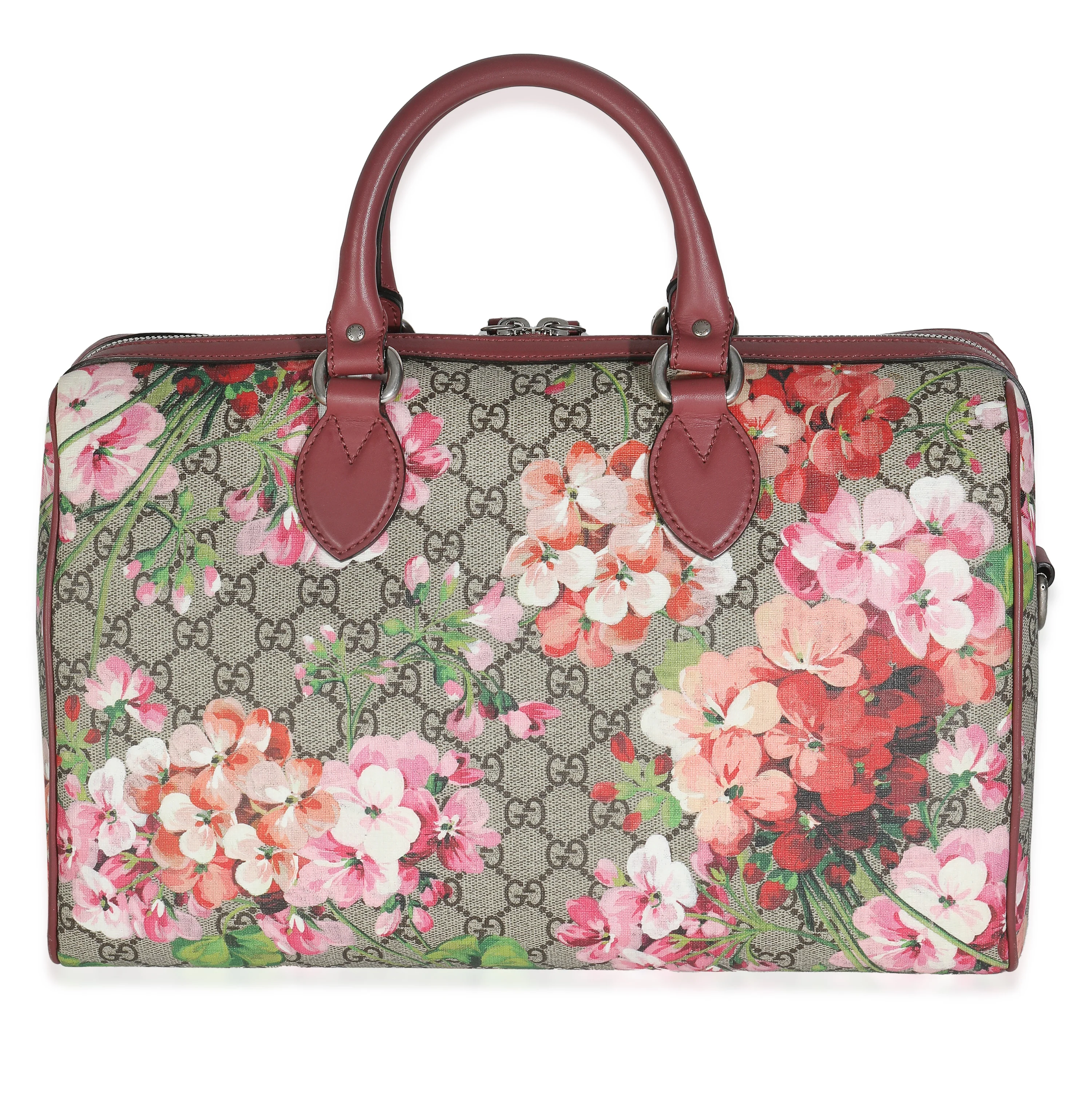 Beige Multicolor Dry Rose GG Supreme Monogram Blooms Large Boston Bag - Image 4