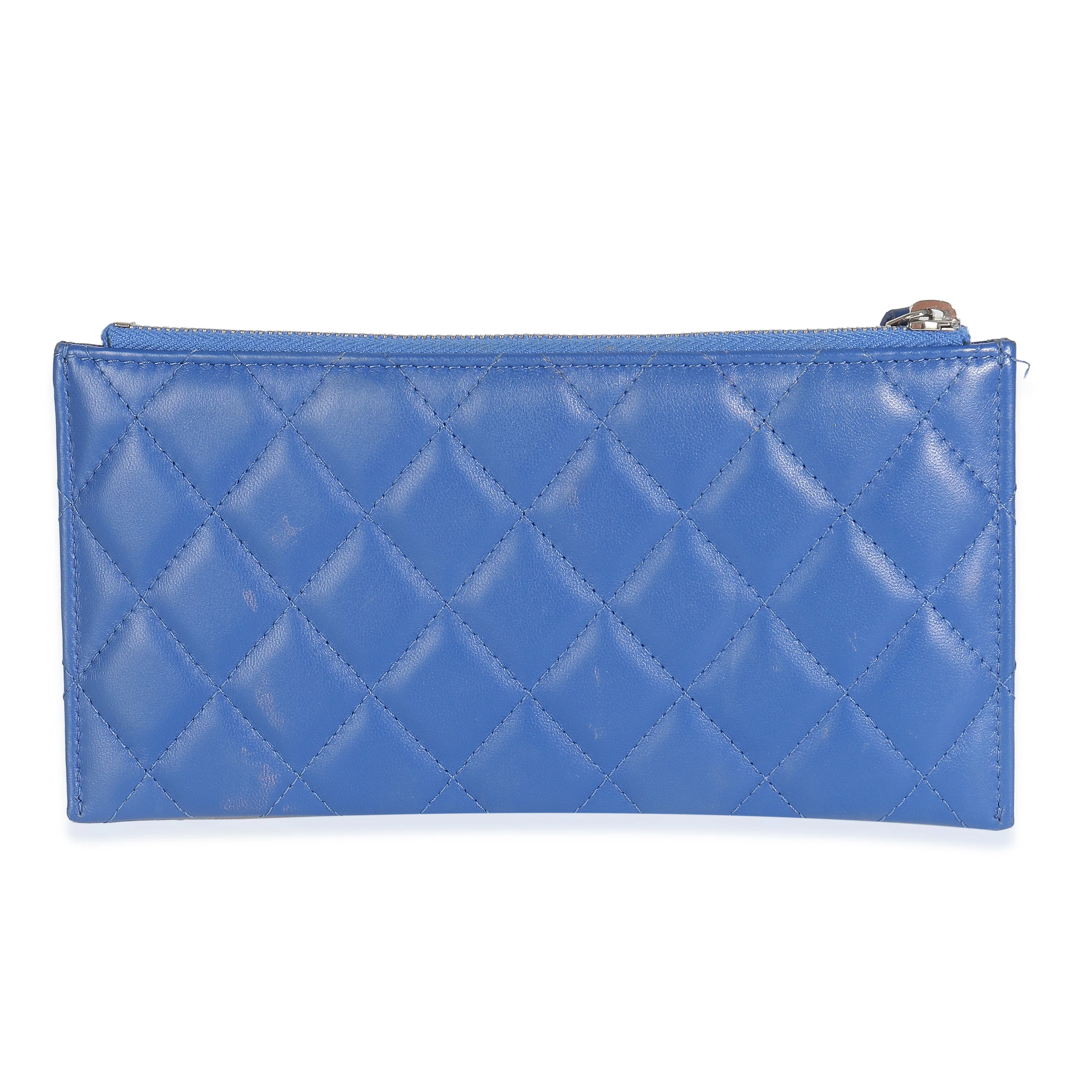 Navy Quilted Lambskin Classic Zip Pouch - Image 4