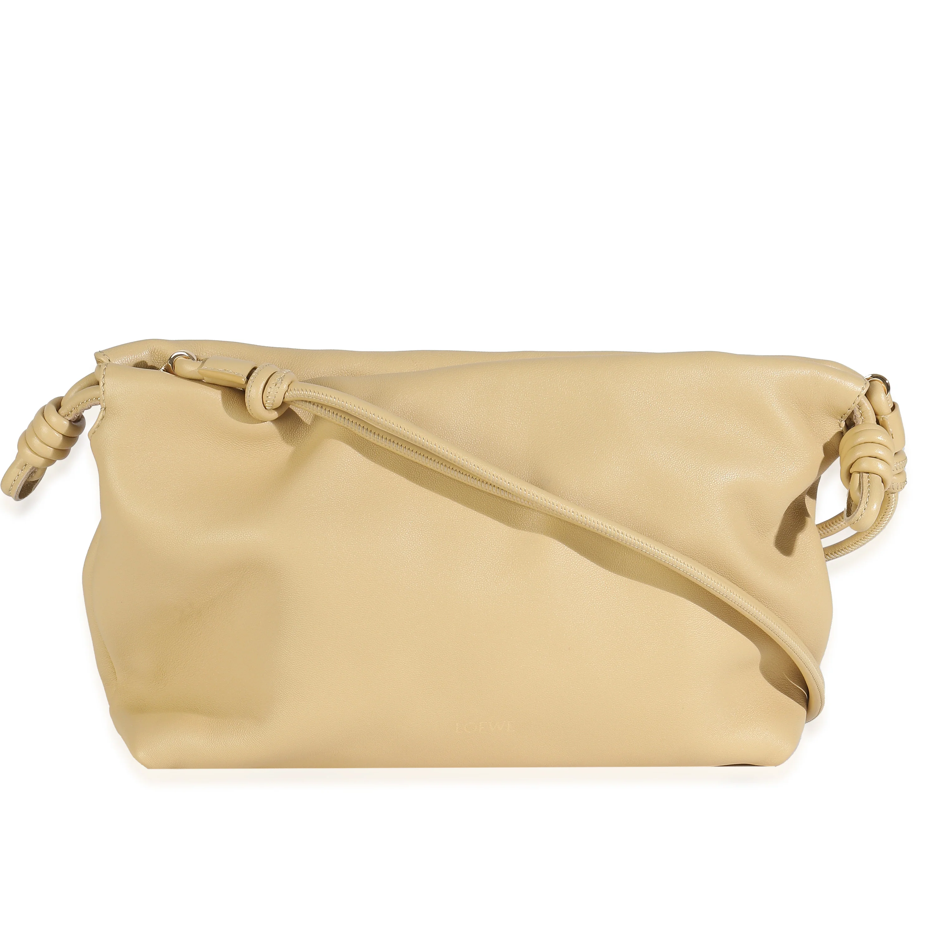 Beige Mellow Nappa Donut Chain Medium Flamenco Purse