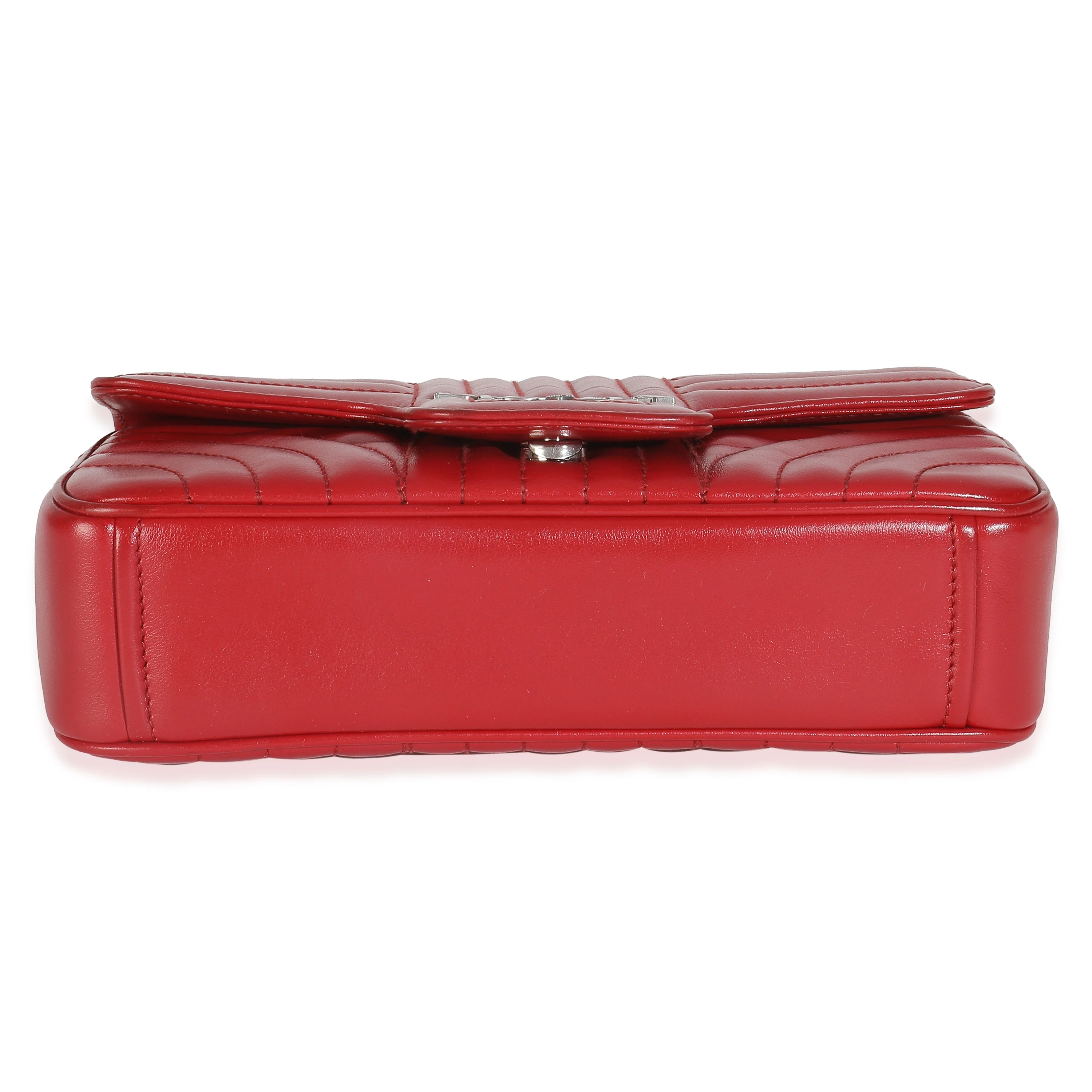 Red Soft Calfskin Impunture Diagramme Medium Chain Flap Bag - Image 5