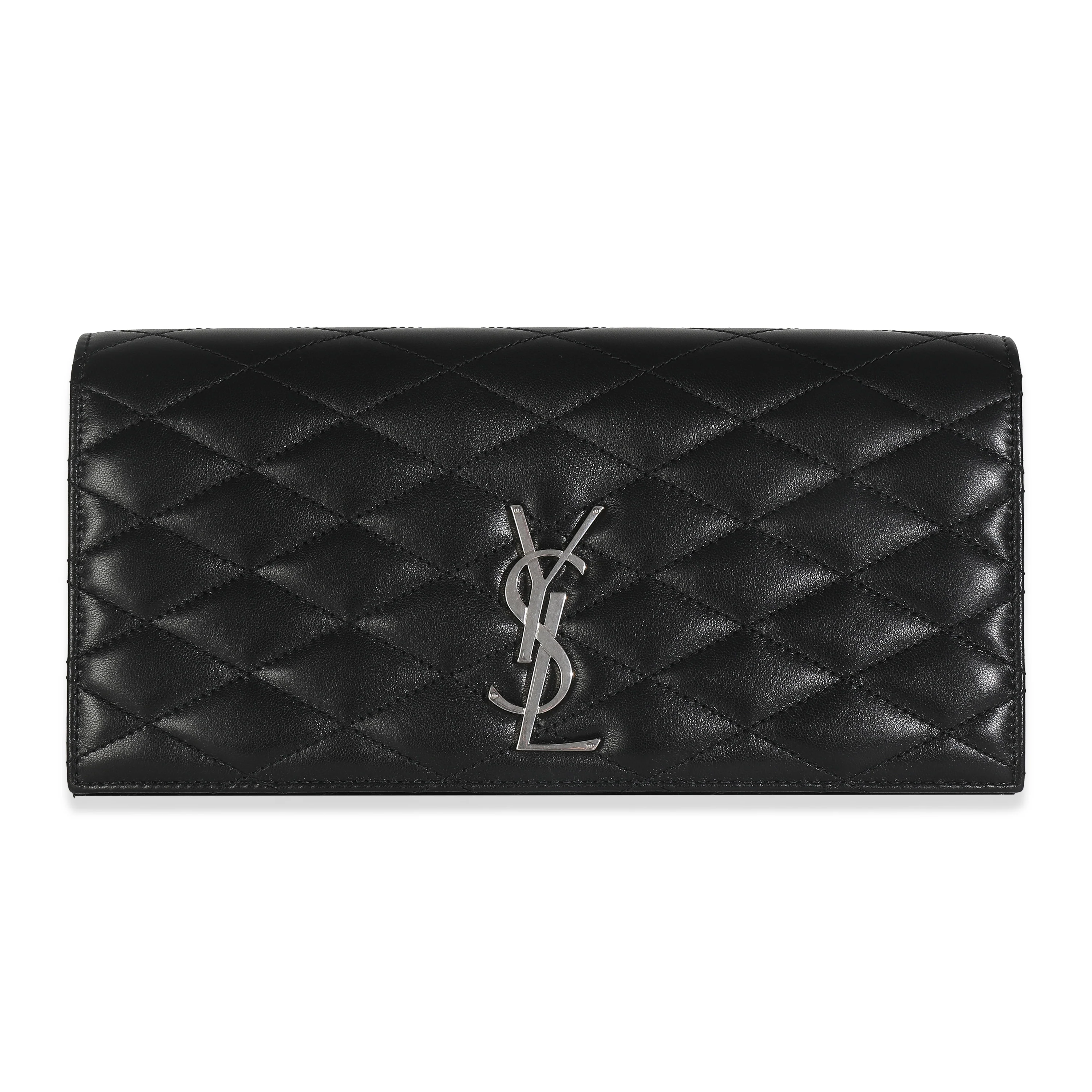 Black Lambskin Quilted Kate Clutch