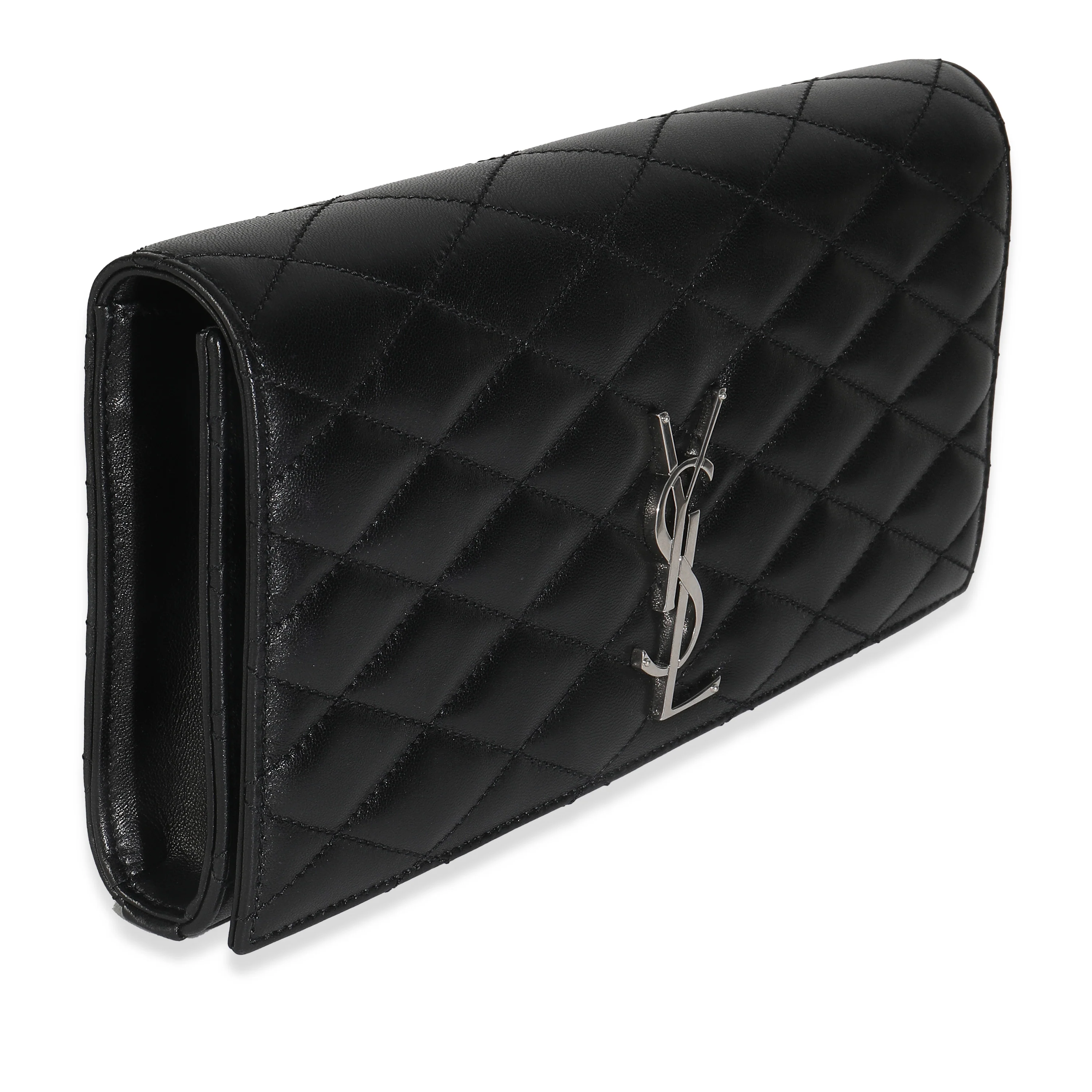 Black Lambskin Quilted Kate Clutch - Image 3