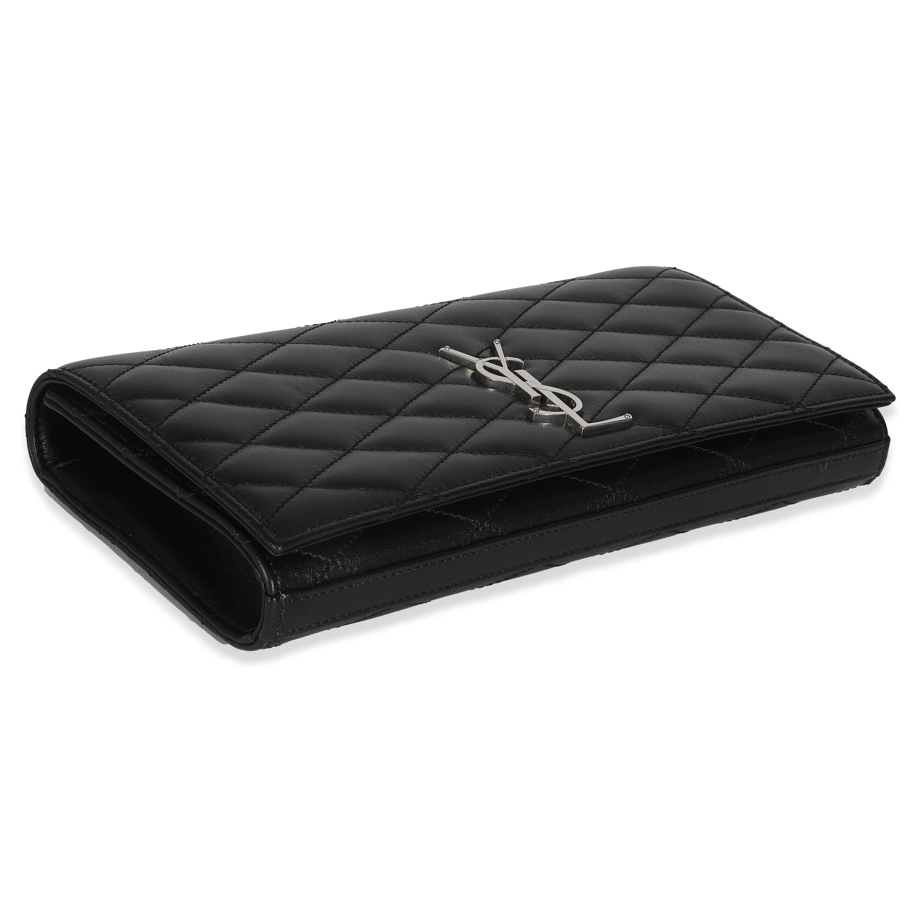 Black Lambskin Quilted Kate Clutch - Image 6