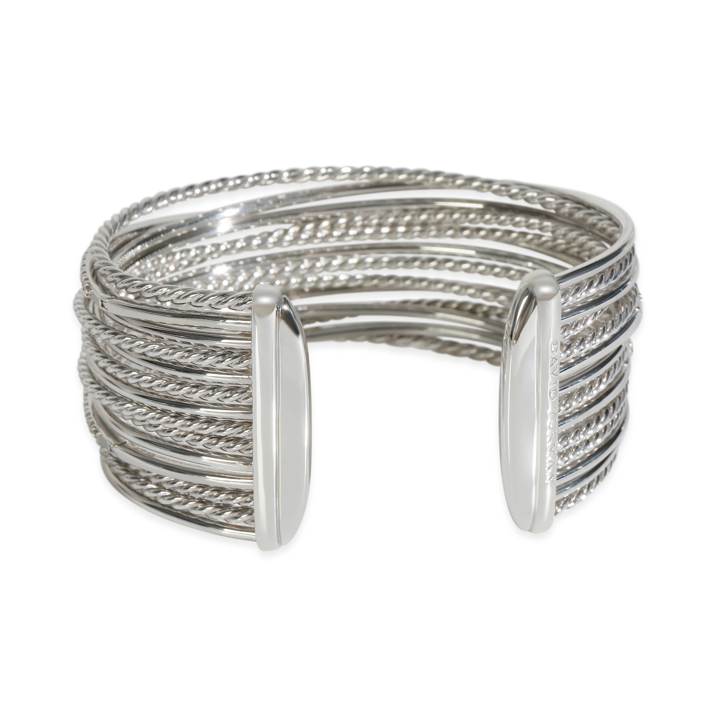Sterling Silver Diamond Wide Crossover Bracelet - Image 3