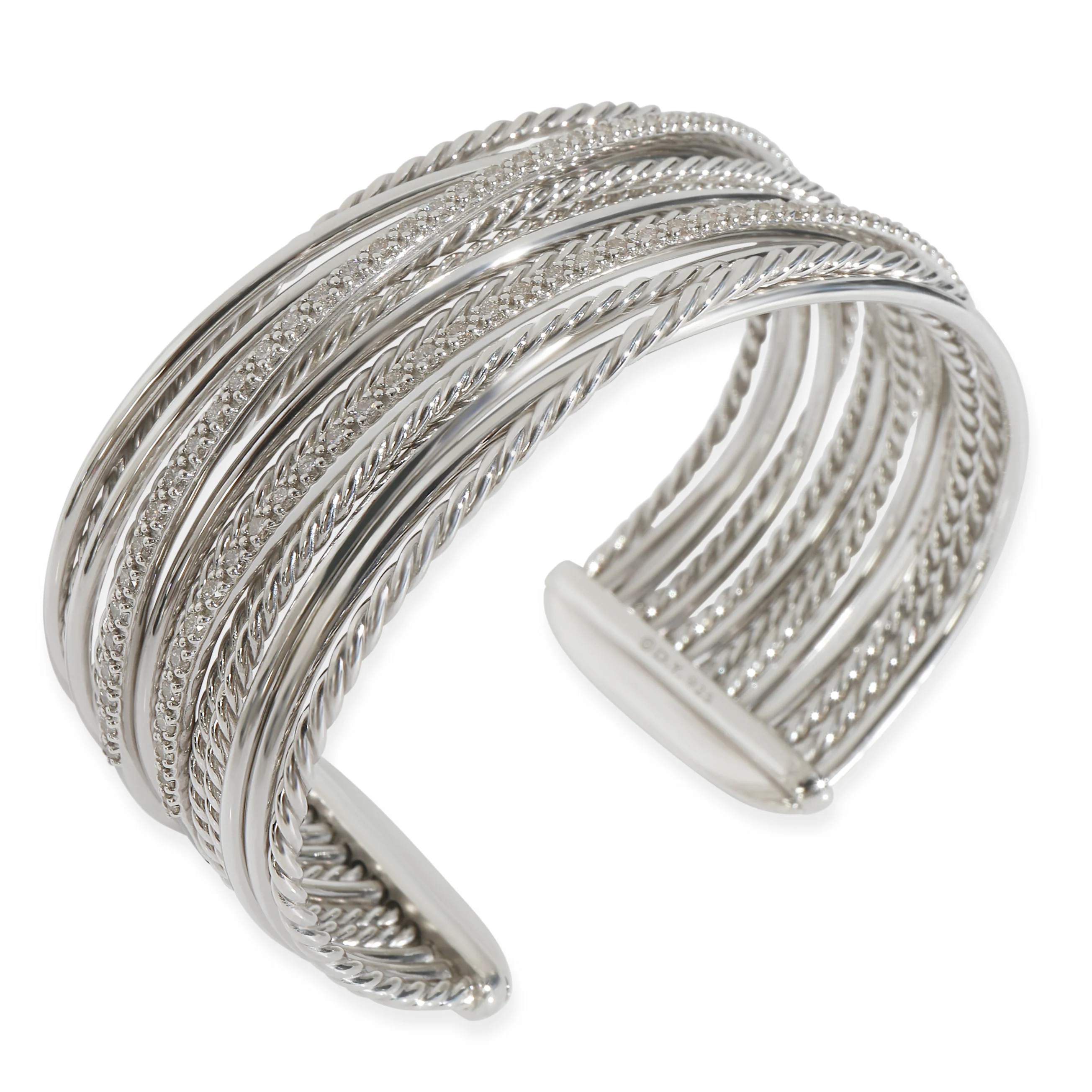 Sterling Silver Diamond Wide Crossover Bracelet - Image 6