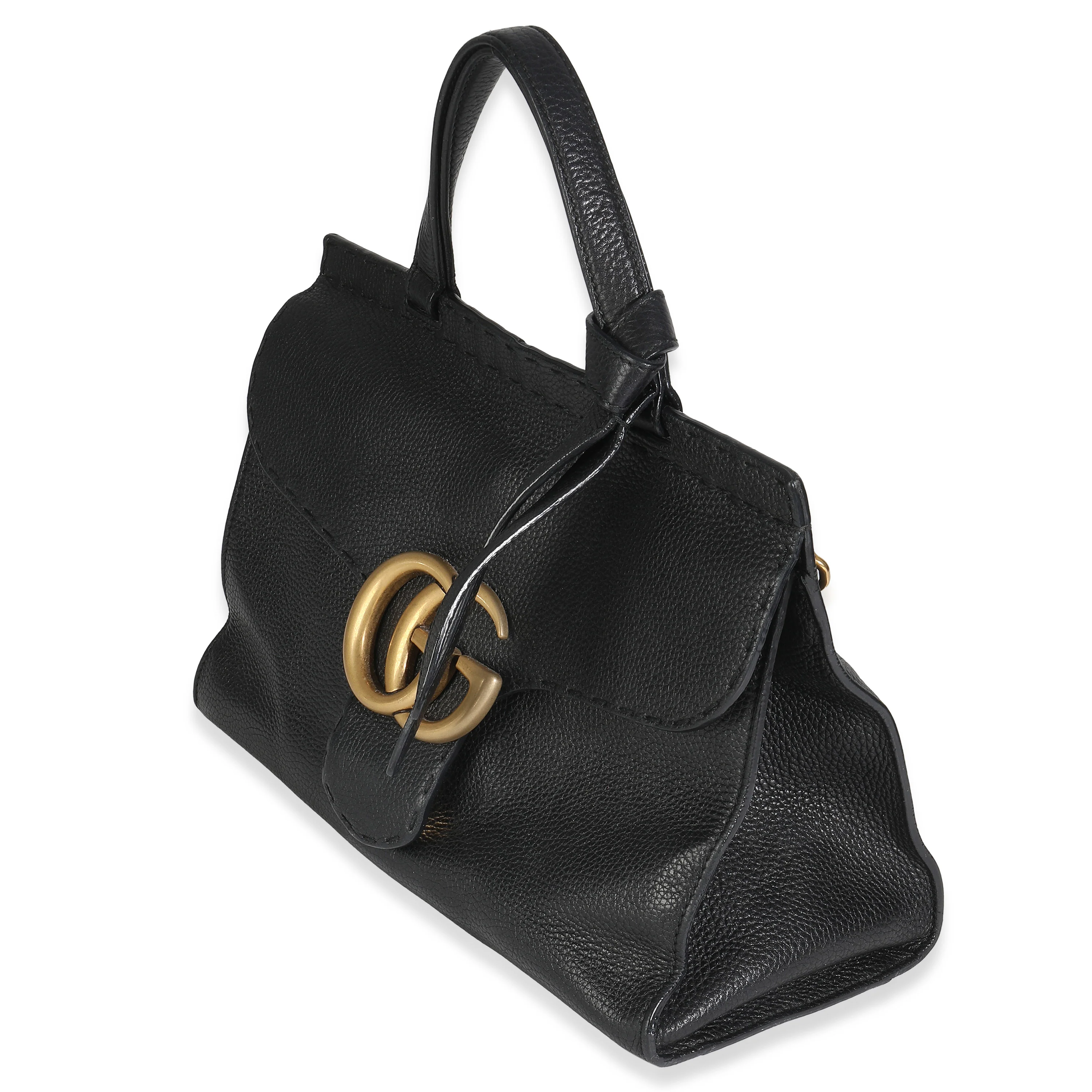 Calfskin Small GG Marmont Top Handle Bag Black - Image 2