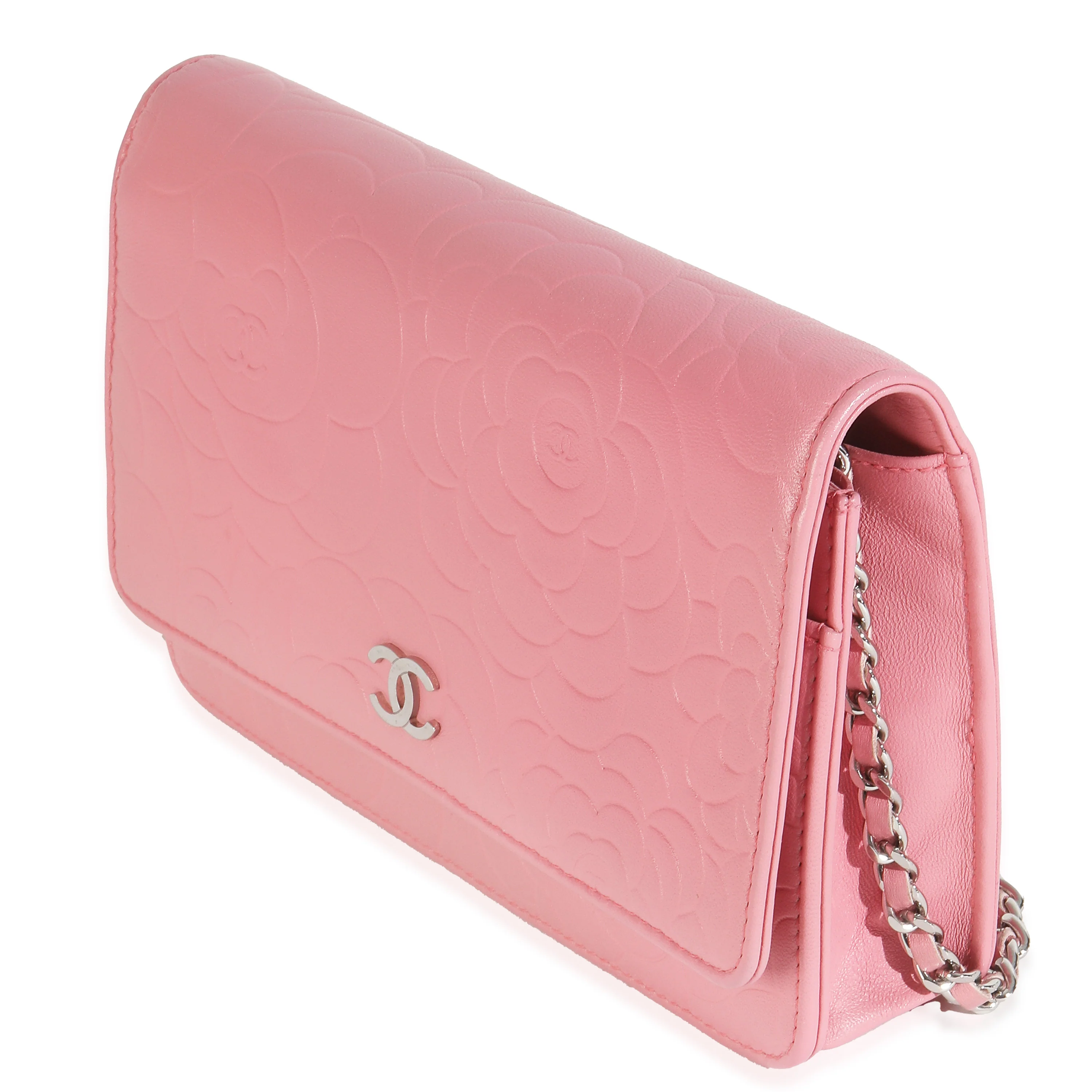 Pink Camellia Lambskin Wallet On Chain - Image 2