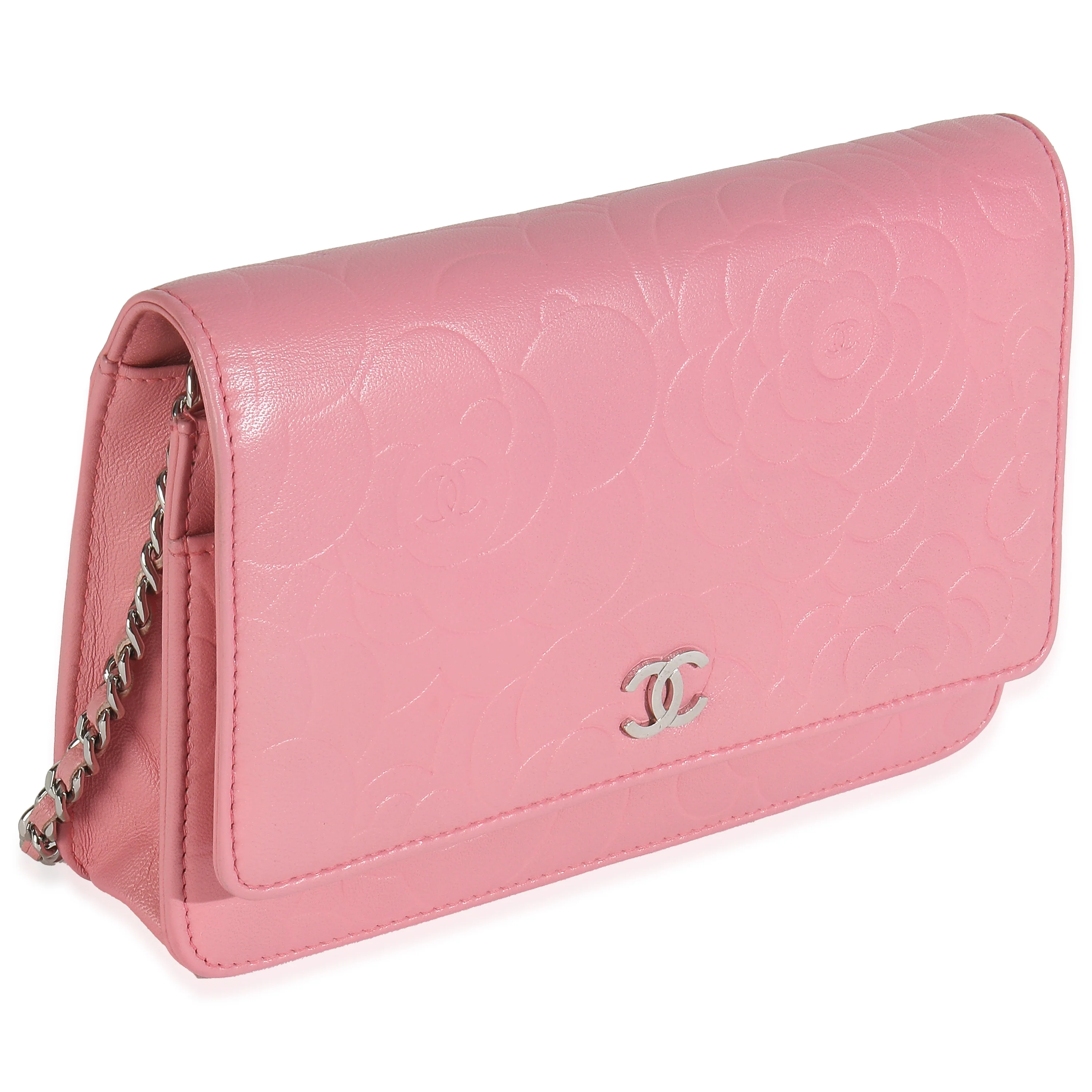 Pink Camellia Lambskin Wallet On Chain - Image 3