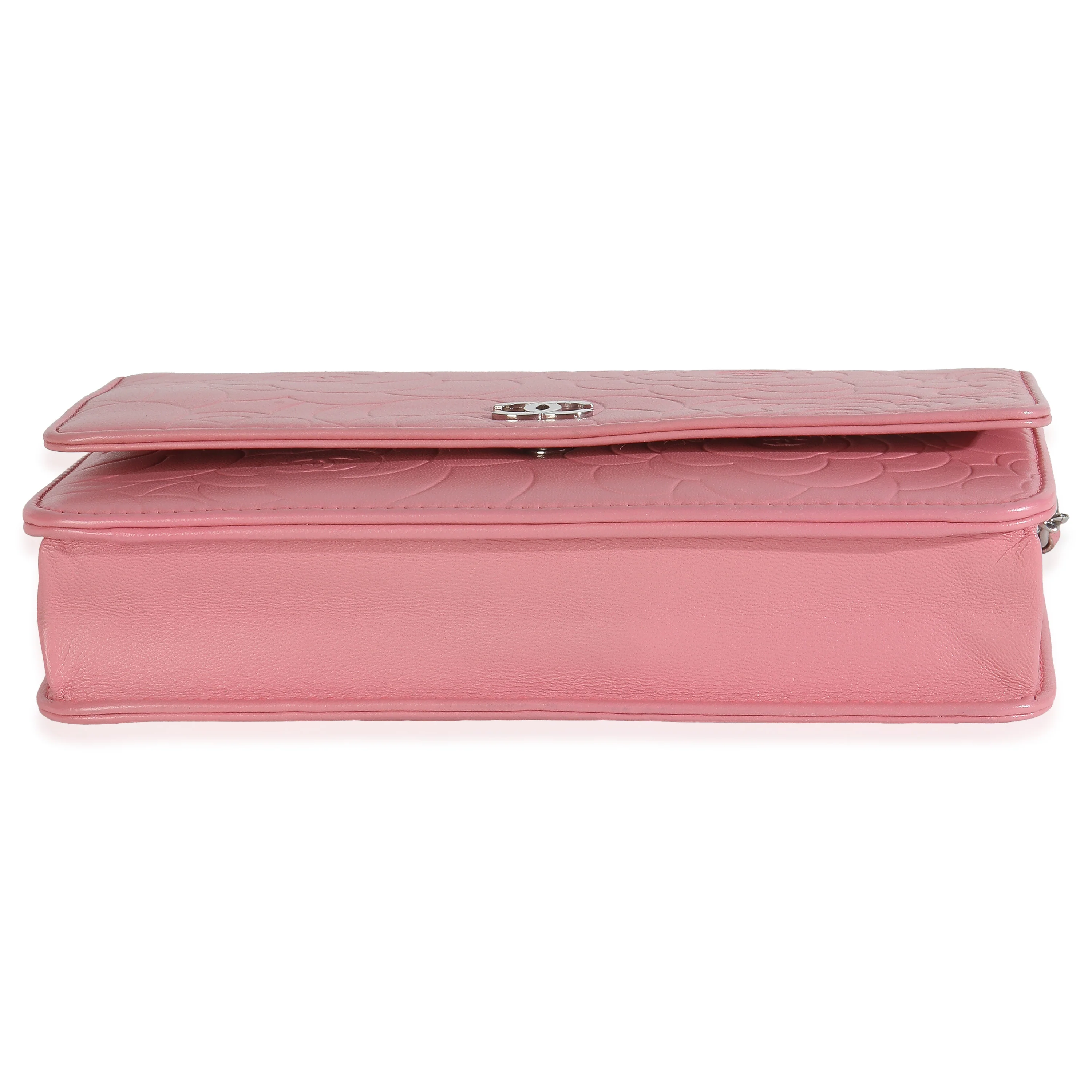 Pink Camellia Lambskin Wallet On Chain - Image 4