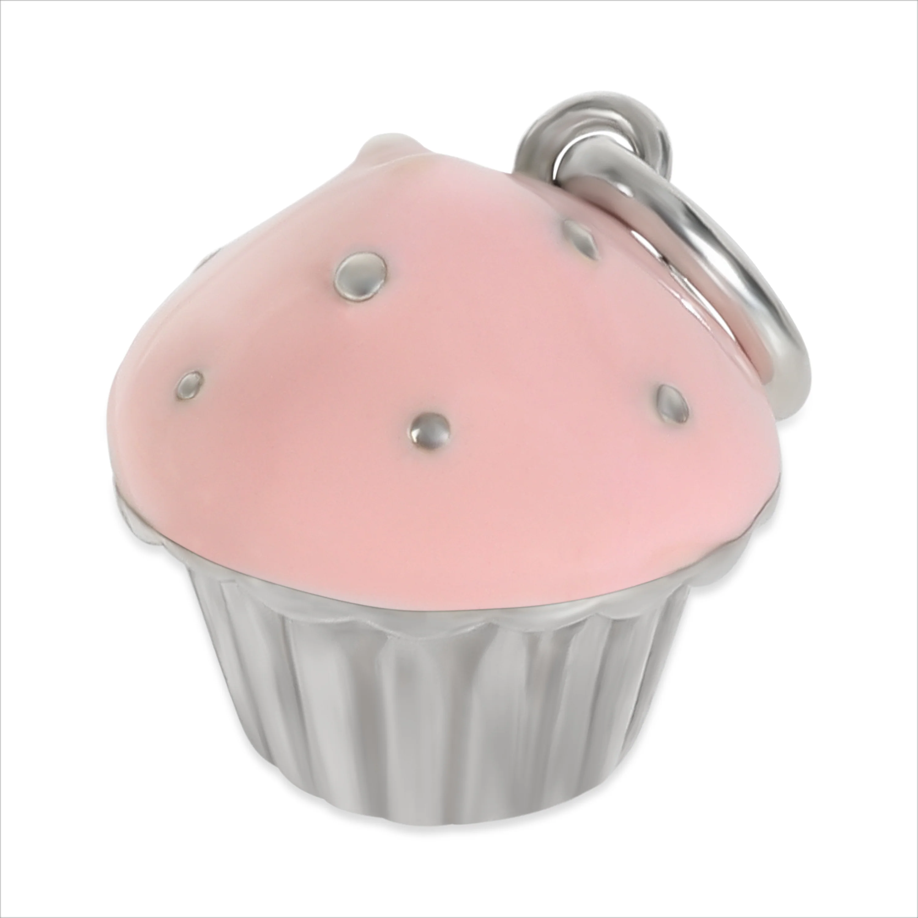Sterling Silver Pink Enamel Cupcake Charm