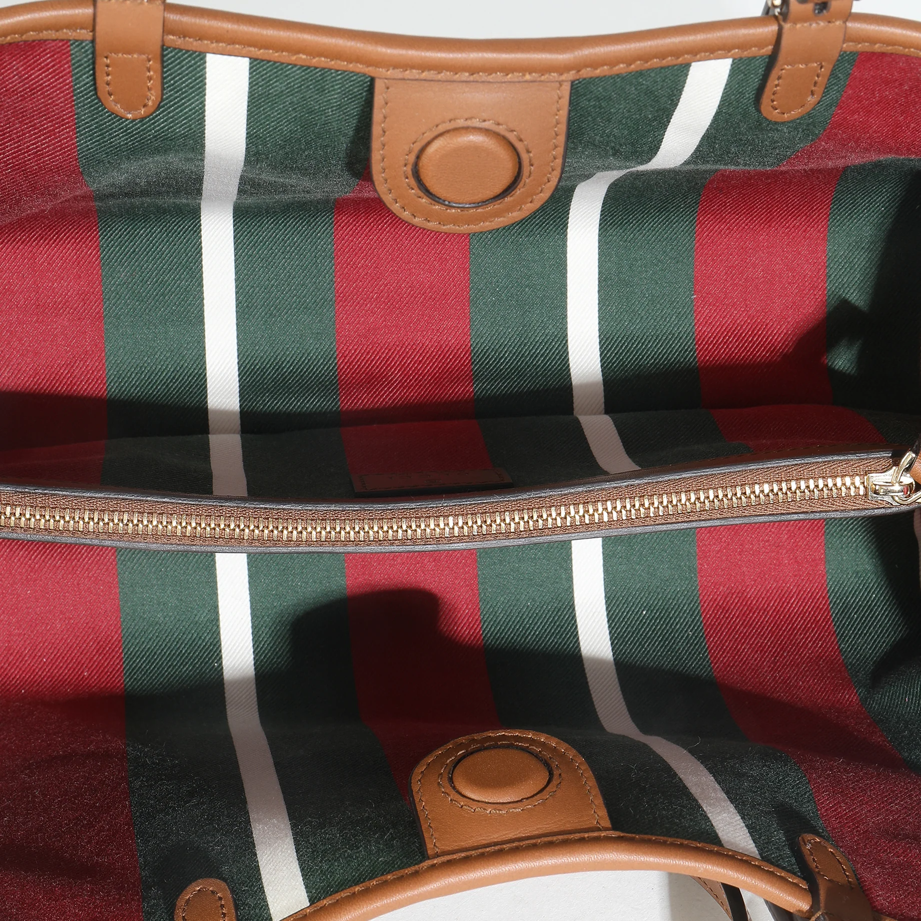Dark Brown Beige GG Canvas Emblem Small Tote Bag - Image 9