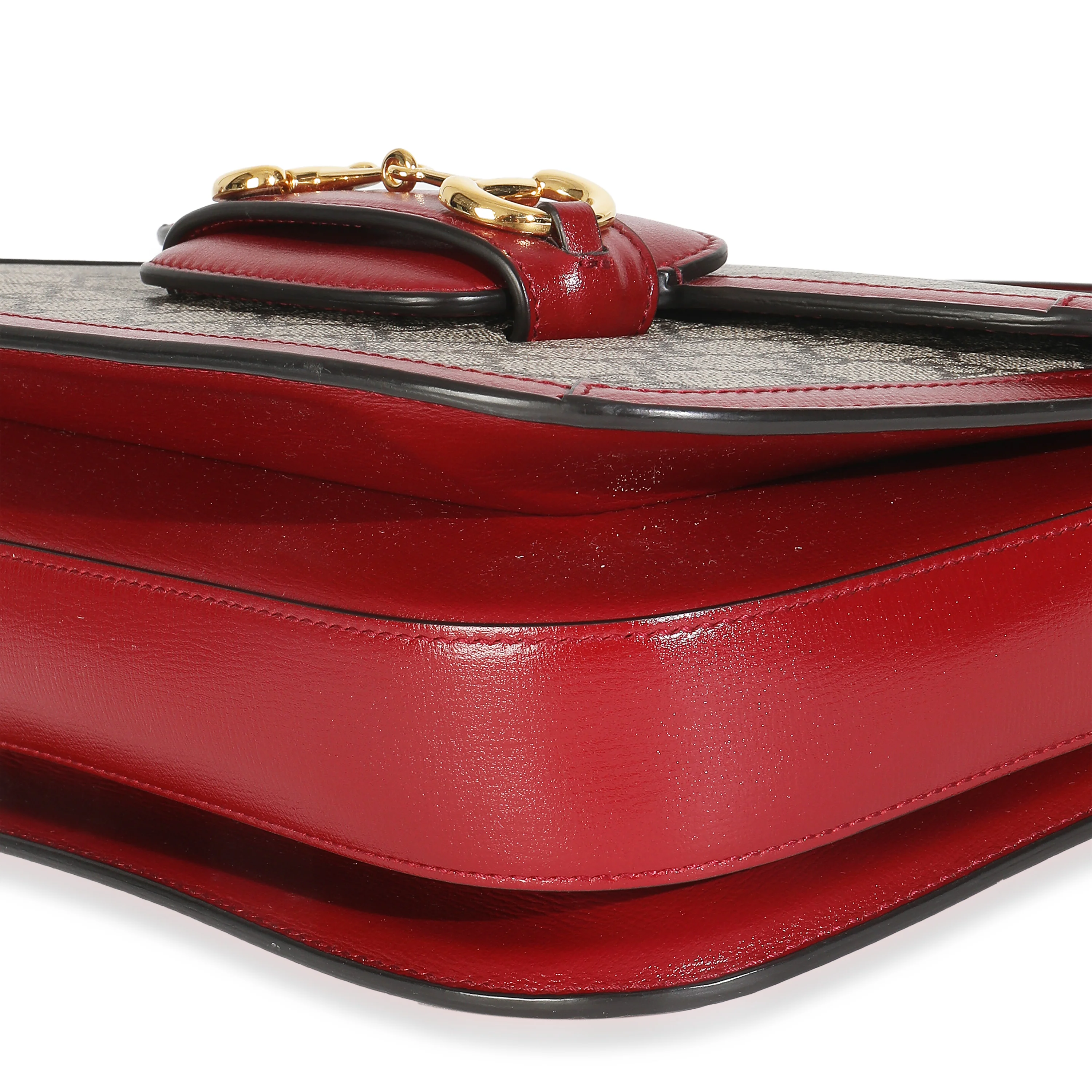 Cherry Red Beige GG Supreme Azalea Calfskin Horsebit 1955 Shoulder Bag - Image 6
