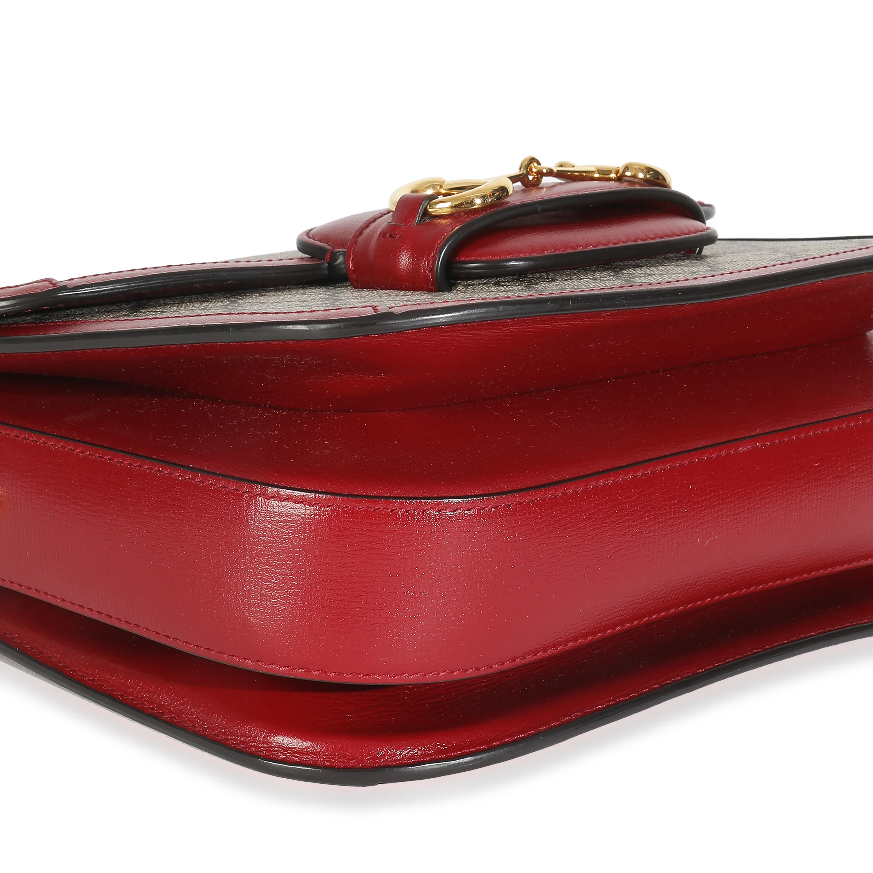 Cherry Red Beige GG Supreme Azalea Calfskin Horsebit 1955 Shoulder Bag - Image 8